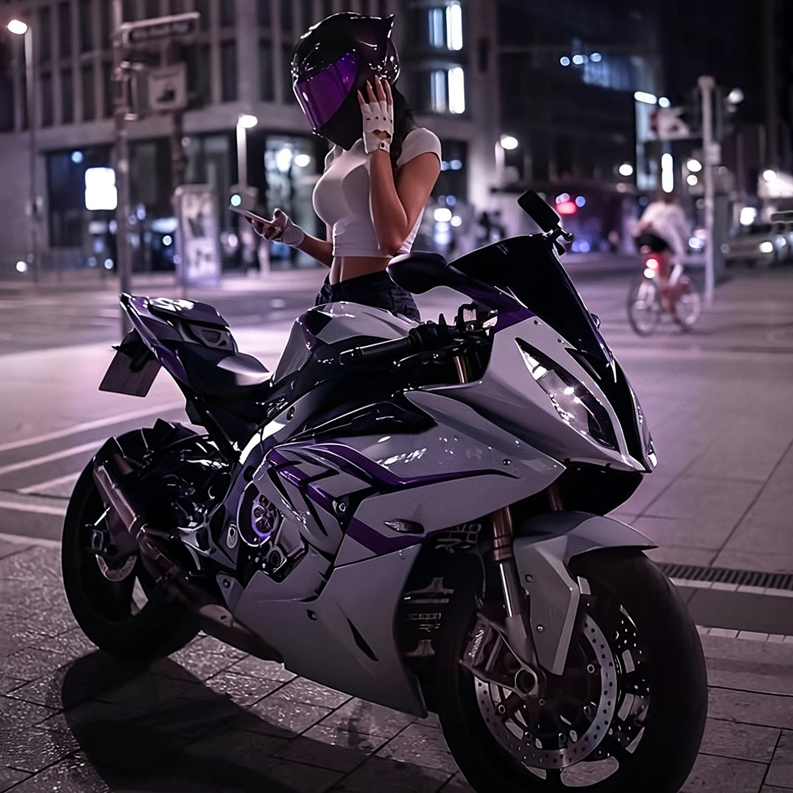 Amotopart 2017-2018 BMW S1000RR Gray Purple Carbon Fiber Pattern Fairing Kit