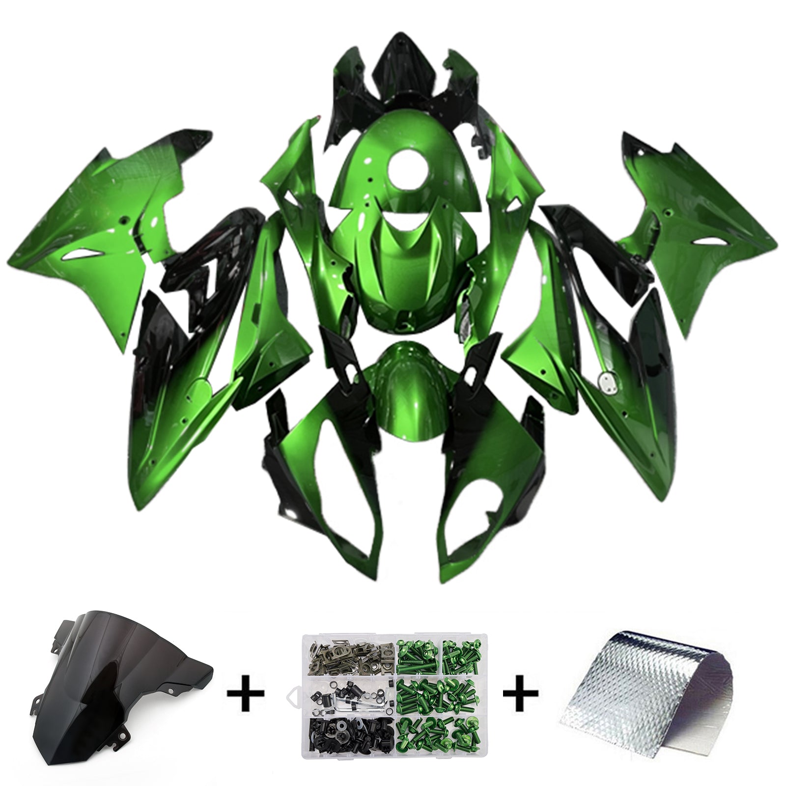 Amotopart 2017-2018 BMW S1000RR Black Green Fairing Kit