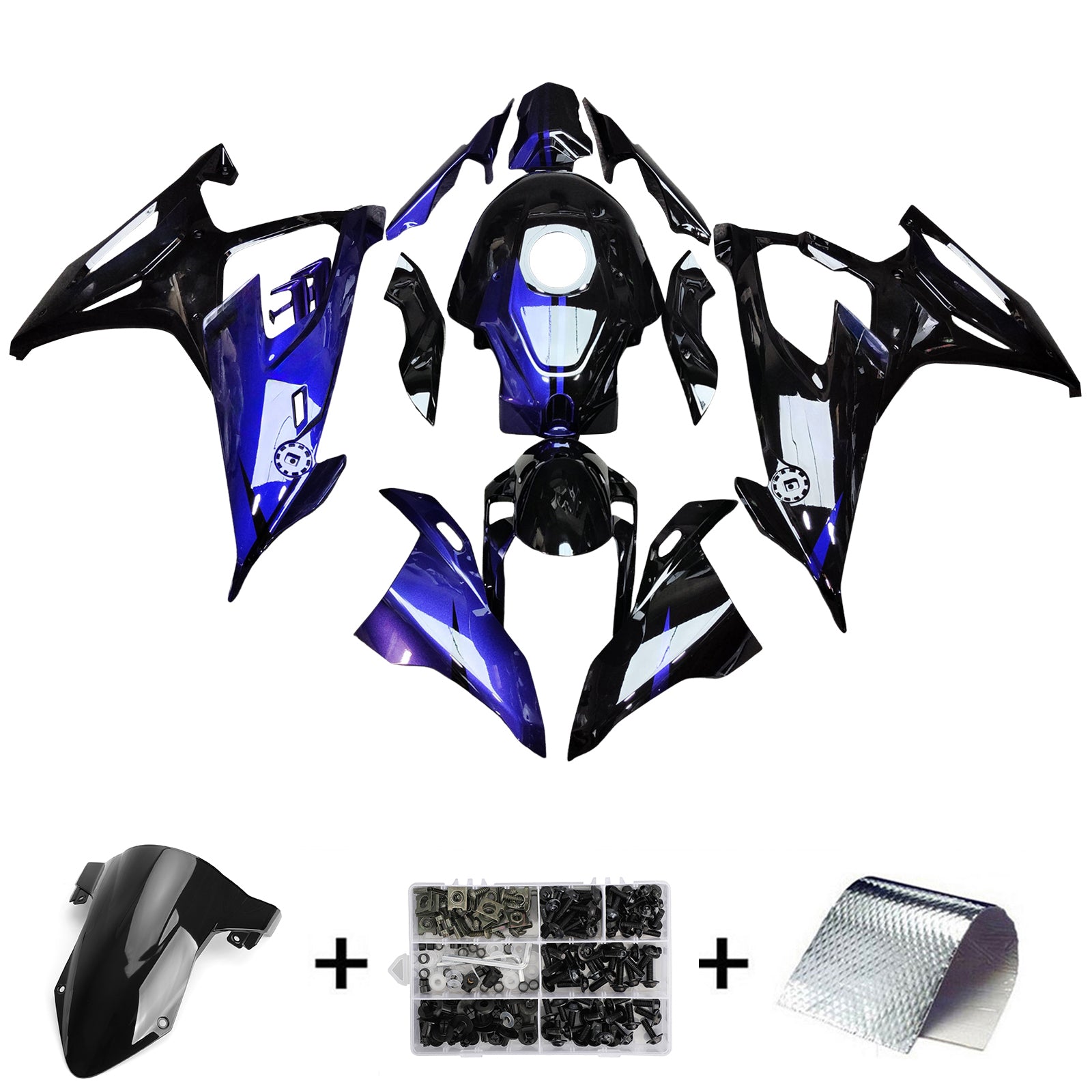 Amotopart 2019-2022 BMW M1000RR S1000RR Blå Lilla Sort Chameleon Fairing Kit