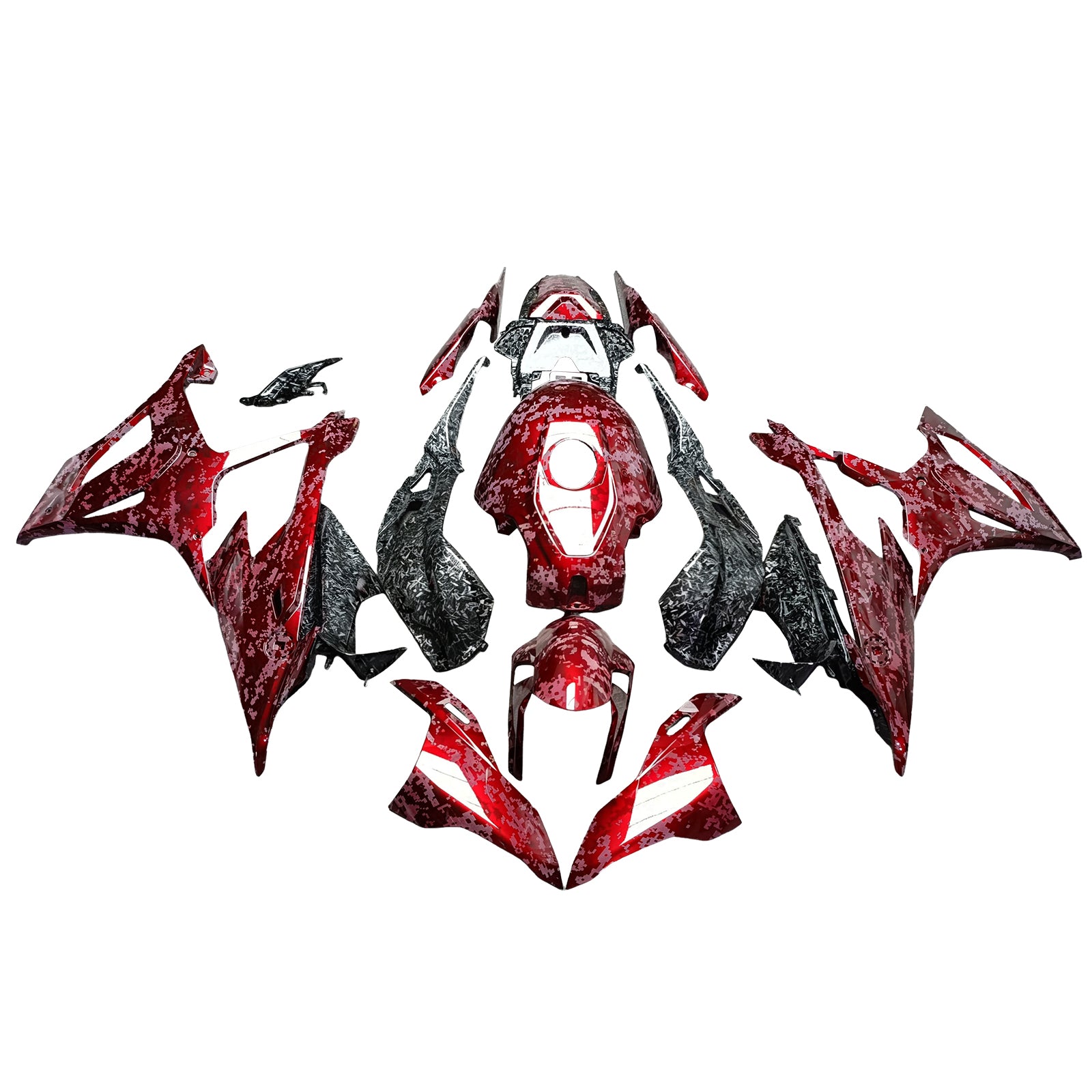 Amotopart 2019-2022 BMW M1000RR S1000RR rood zwart gesmeed koolstofvezel patroonkuipset