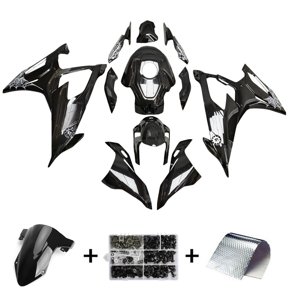 Amotopart 2019-2022 BMW M1000RR S1000RR Black White Fairing Kit