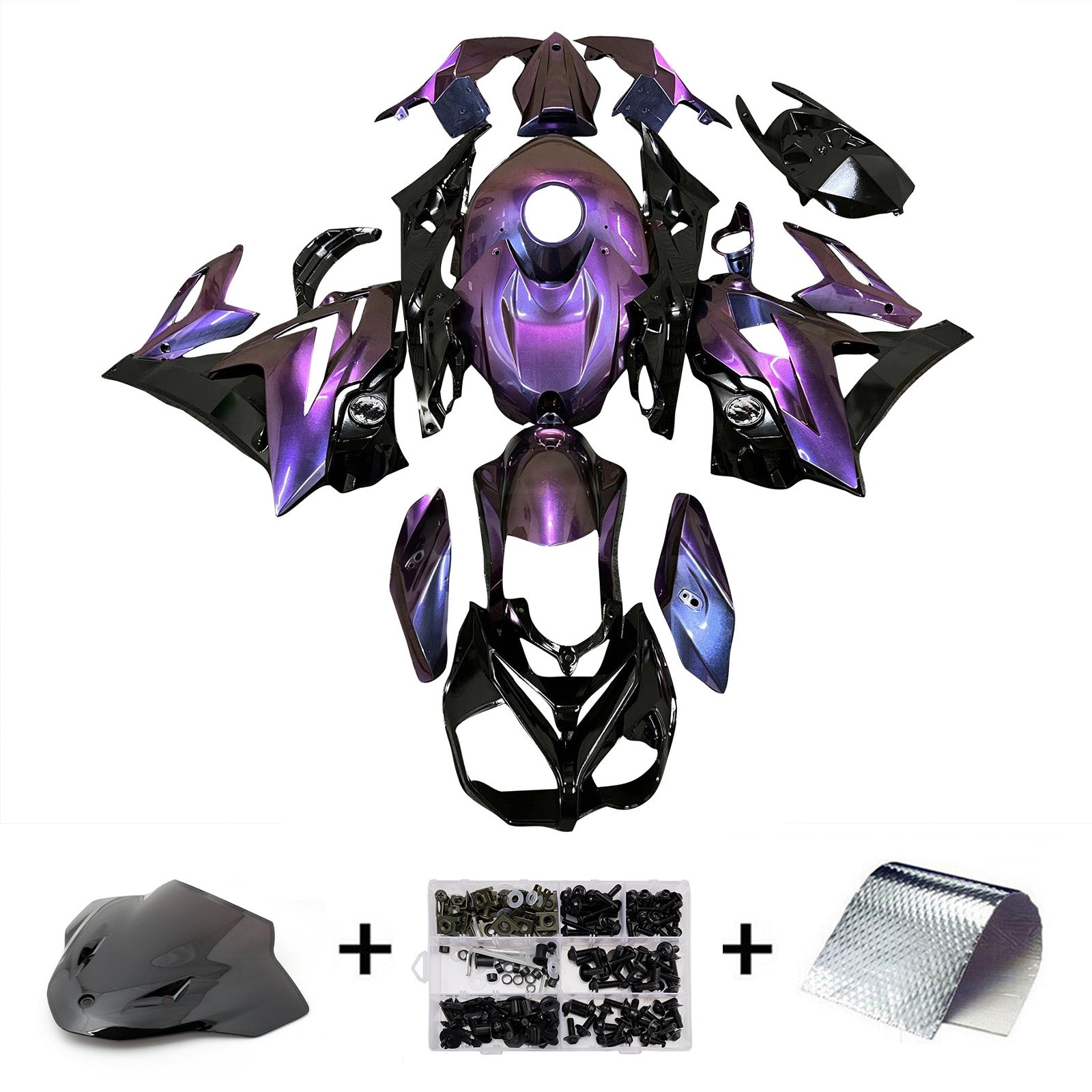 Amotopart 2014-2016 BMW S1000R Blue Purple Black Chameleon Fairing Kit