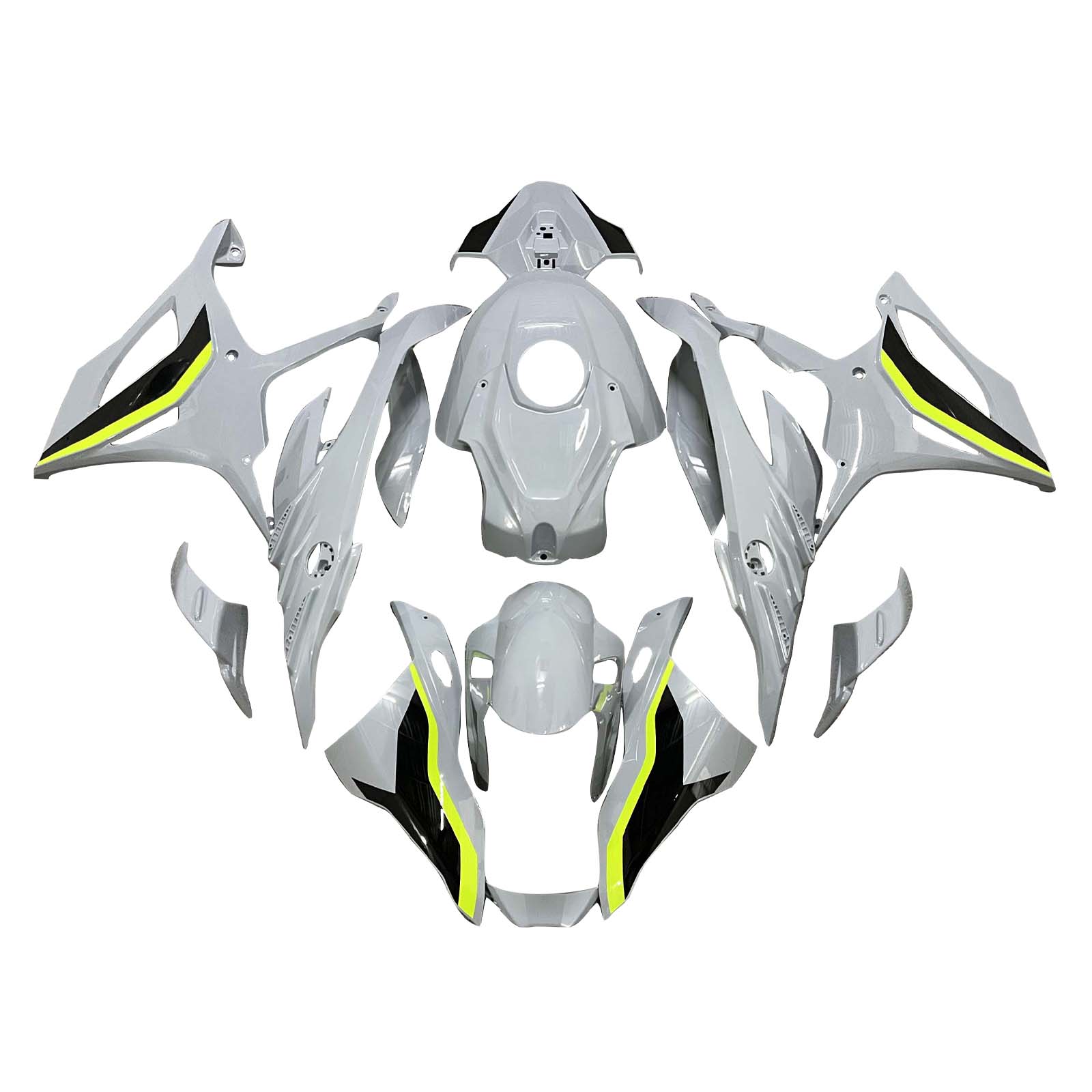 Amotopart 2023-2024 BMW S1000RR White Gray Yellow Fairing Kit