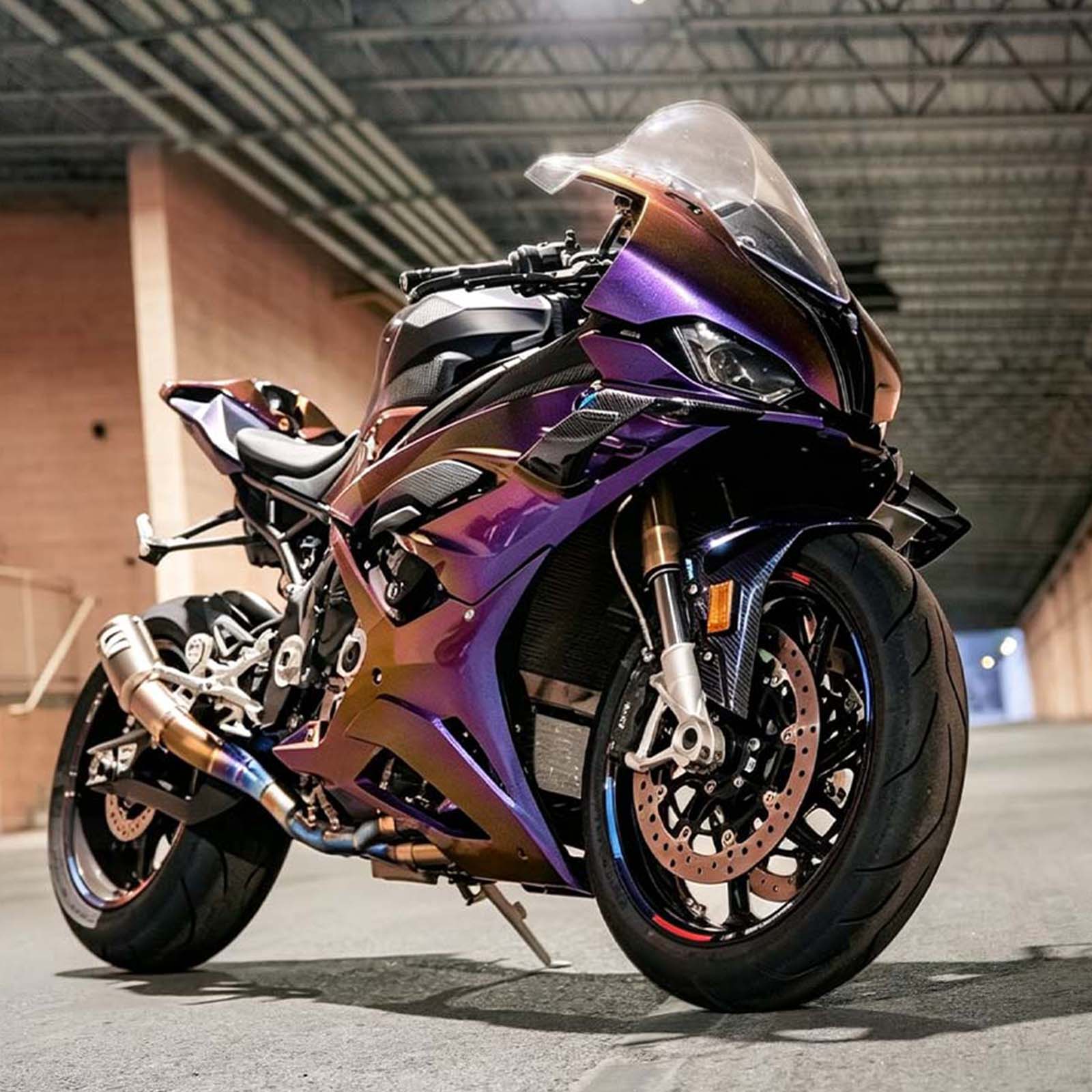 Amotopart 2023-2024 BMW S1000RR Purple Black Chameleon Carbon Fiber Pattern Fairing Kit