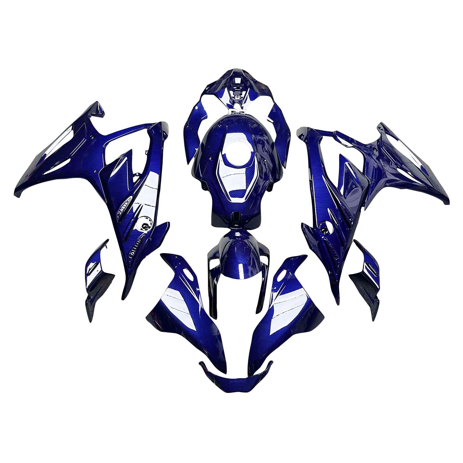 Amotopart 2023-2024 BMW S1000RR Blue Carbon Fiber Pattern Fairing Kit