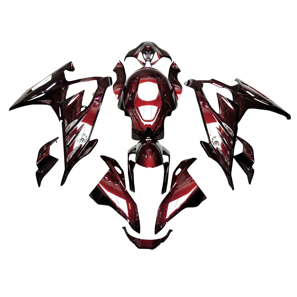 Amotopart 2023-2024 BMW S1000RR Red Black Carbon Fiber Pattern Fairing Kit