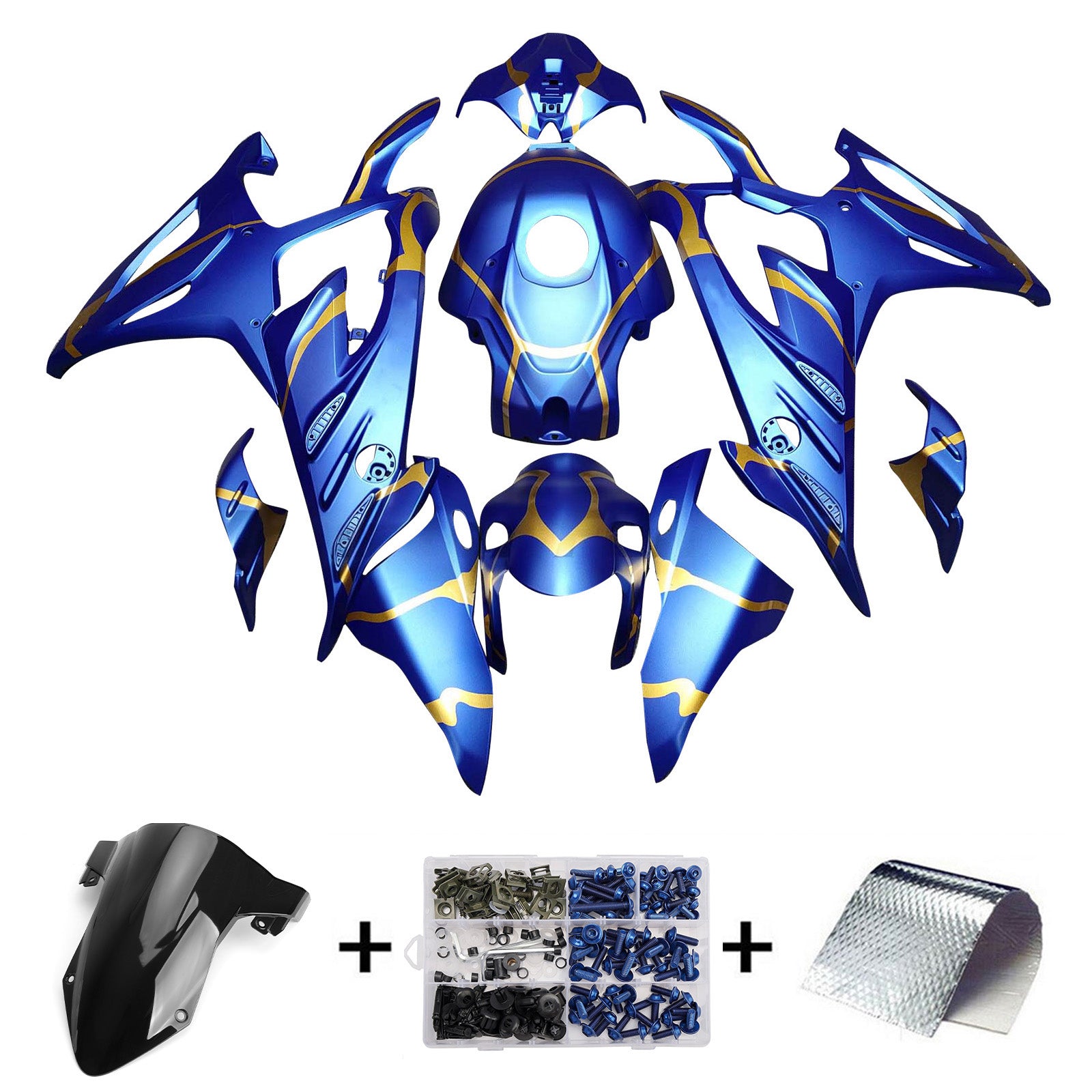 Amotopart 2023-2024 BMW S1000RR White Gold Blue Fairing Kit