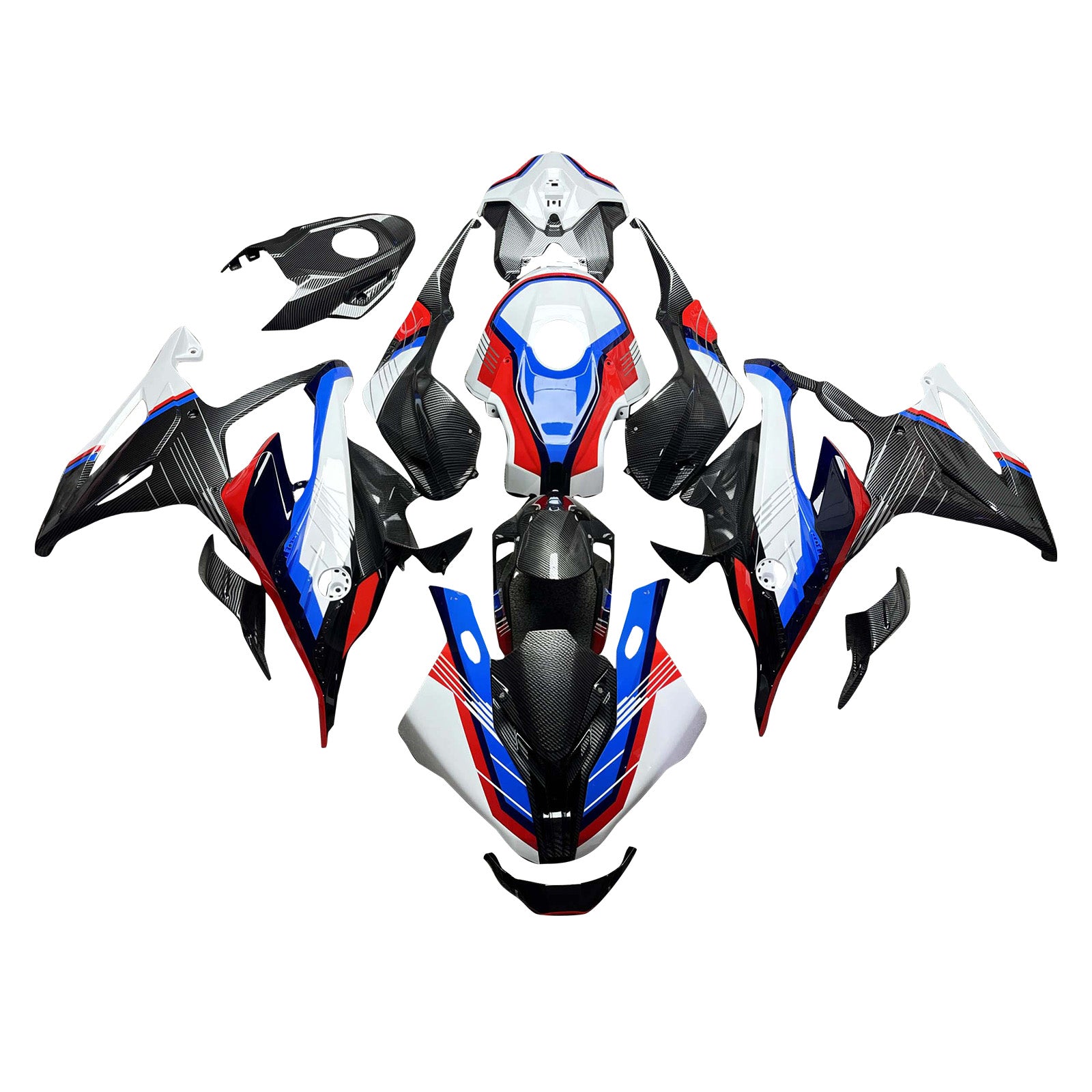 Amotopart 2023-2024 BMW S1000RR Red Black Blue Carbon Fiber Pattern Fairing Kit