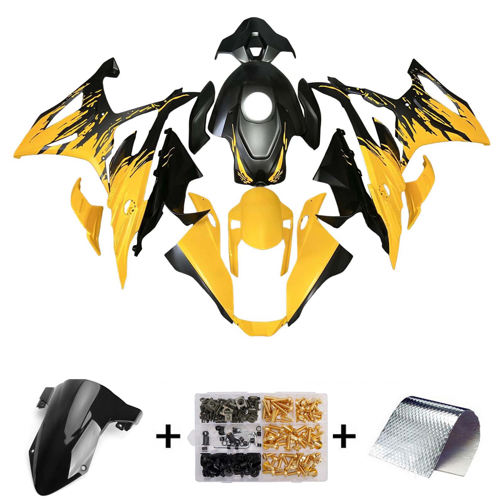 Amotopart 2023-2024 BMW S1000RR Sort Hvid Gul Orange Fairing Kit
