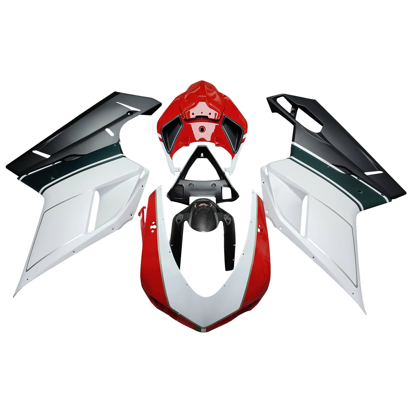 Amotopart 2007-2011 Ducati 1098 1198 848 Silver Red Black Carbon Fiber Pattern Fairing Kit