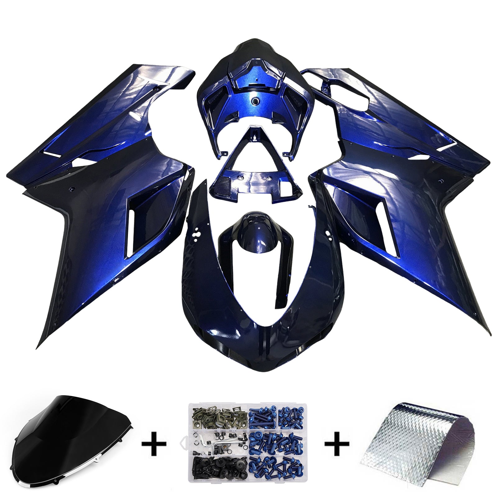 Amotopart 2007-2011 Ducati 1098 1198 848 White Blue Black Fairing Kit
