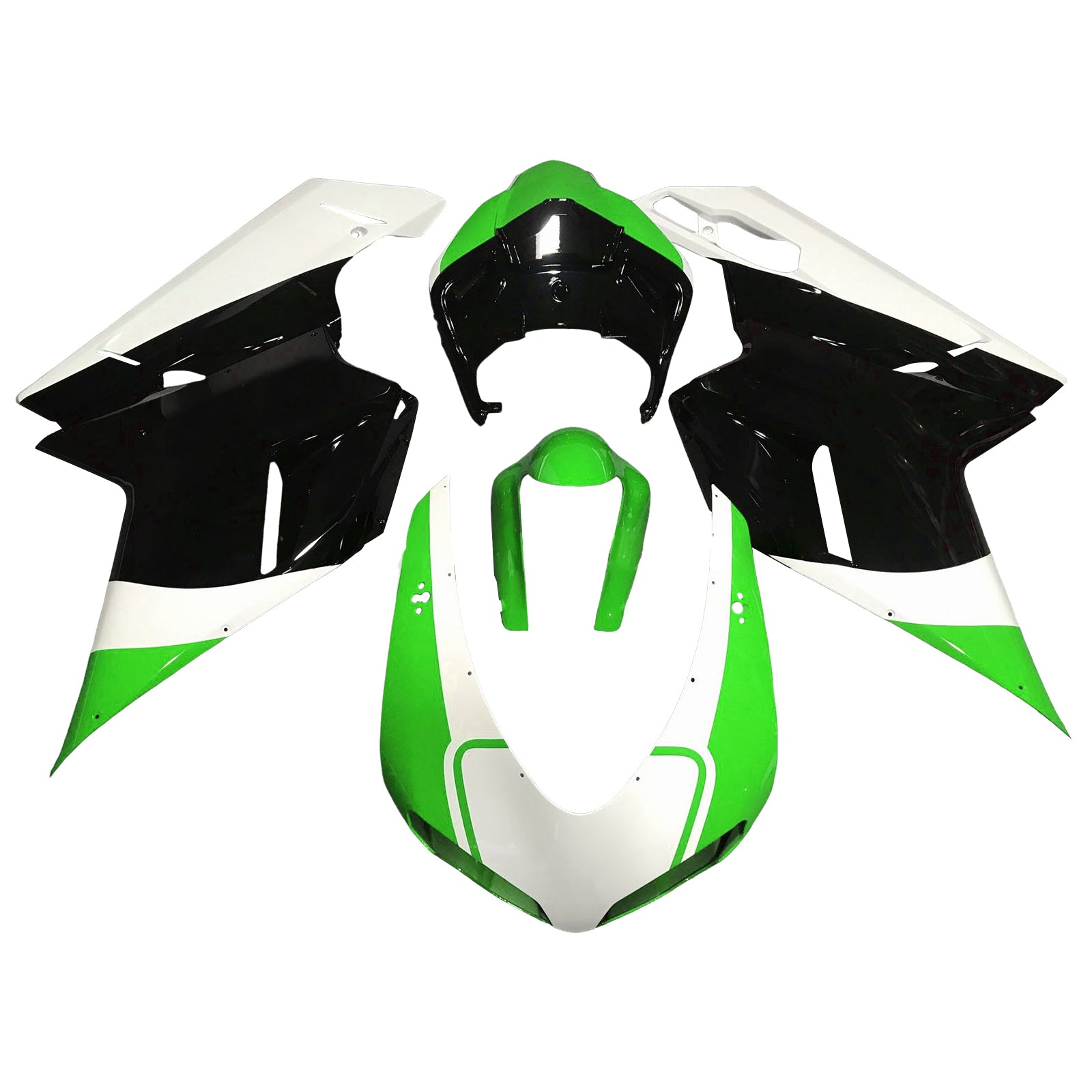 Amotopart 2007-2011 Ducati 1098 1198 848 White Green Black Fairing Kit