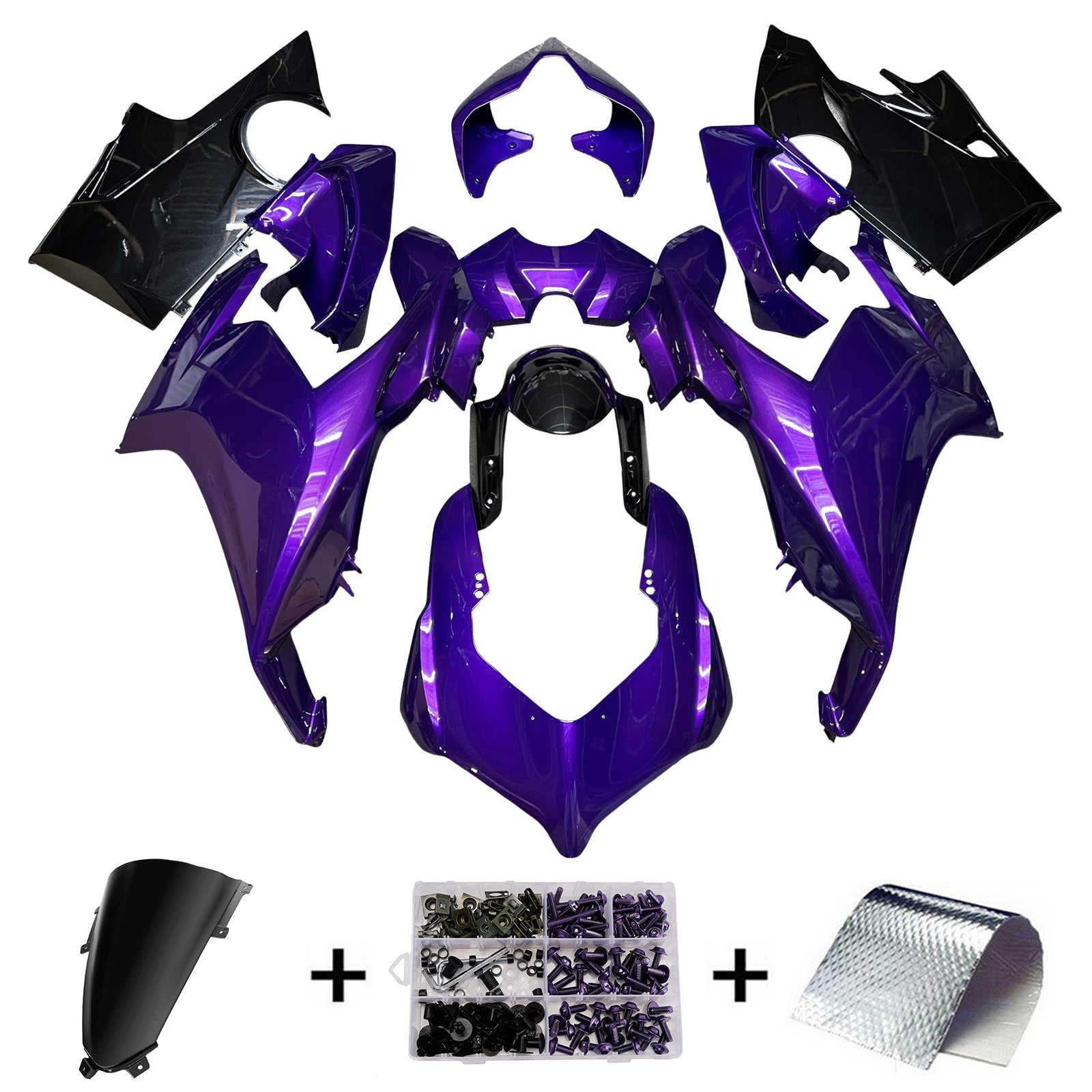 Amotopart 2018-2019 Ducati Panigale V4 V4S Black Purple Chameleon Fairing Kit