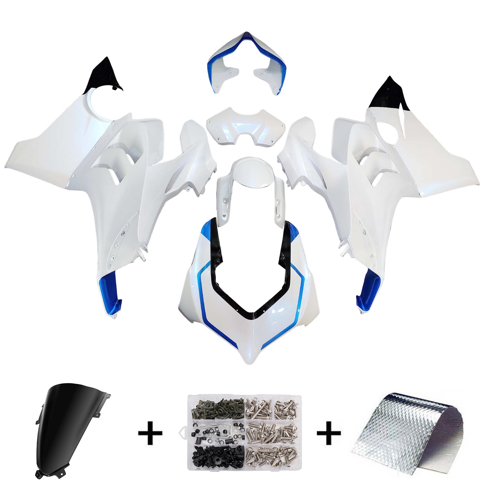 Amotopart 2020-2021 Ducati Panigale V4 V4S White Blue Fairing Kit
