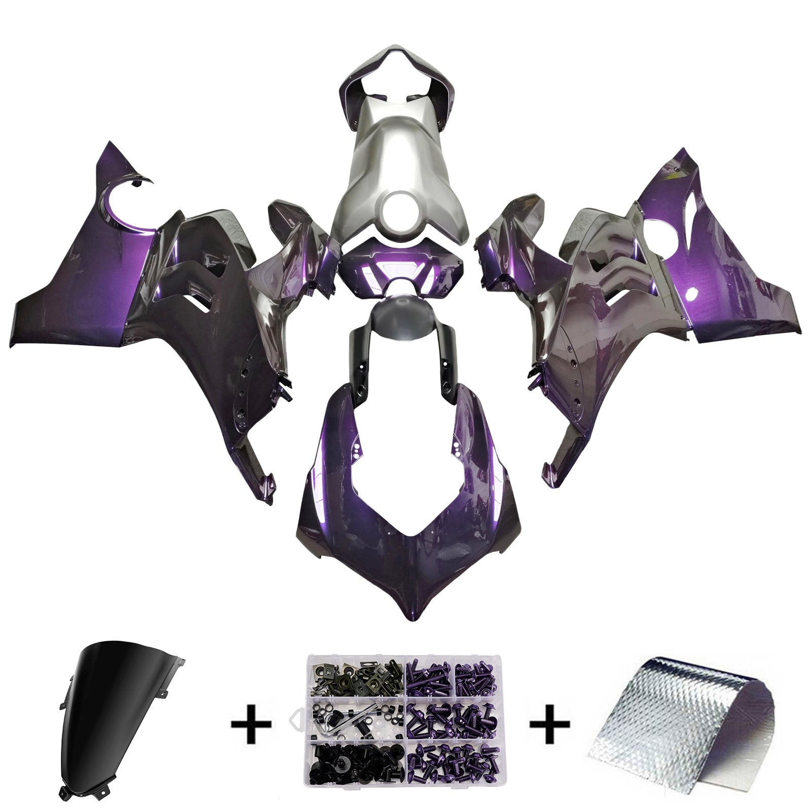 Amotopart 2020-2021 Ducati Panigale V4 V4S Sort Grå Lilla Fairing Kit