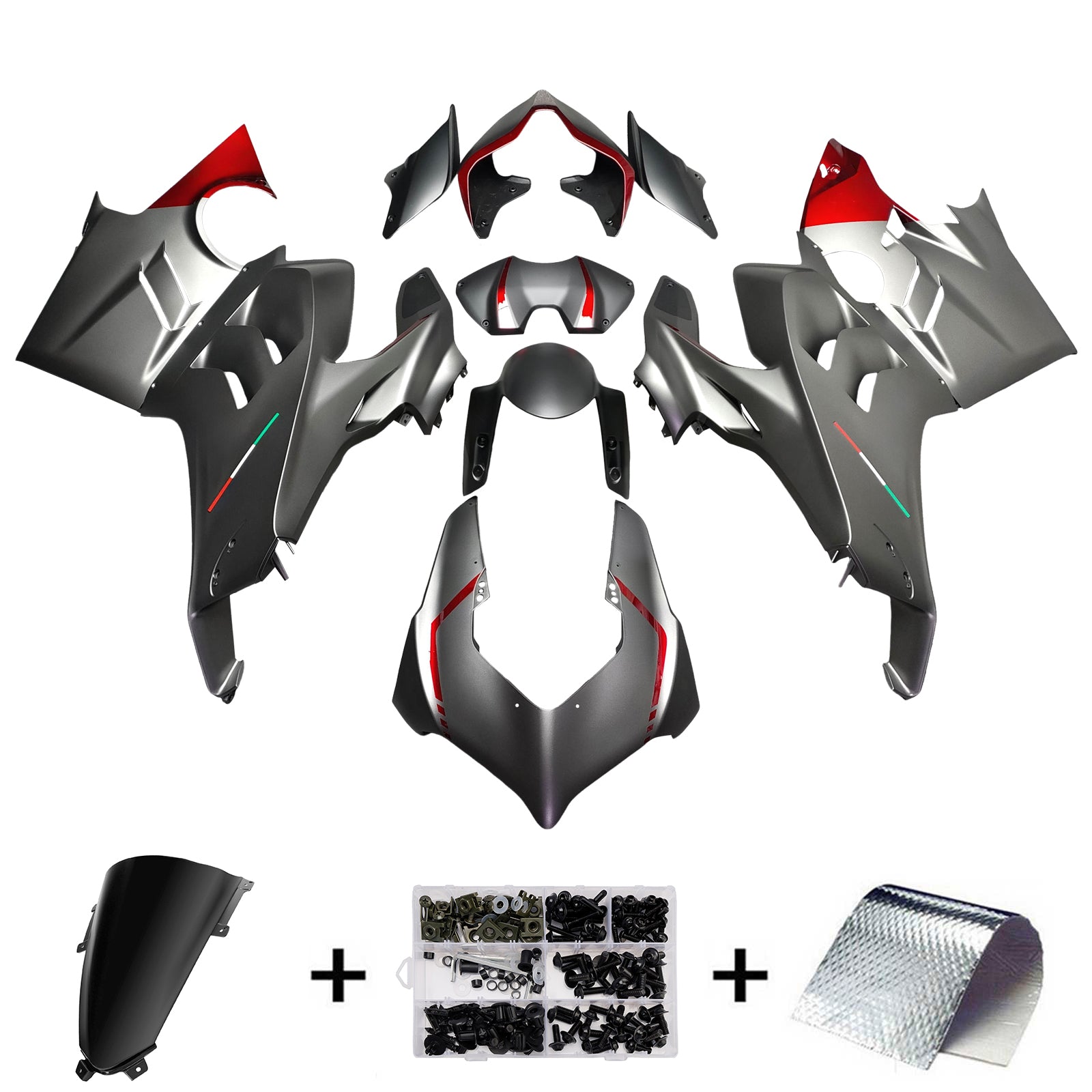 Amotopart 2022-2024 Ducati Panigale V4 V4S Red Grå Sort Fairing Kit