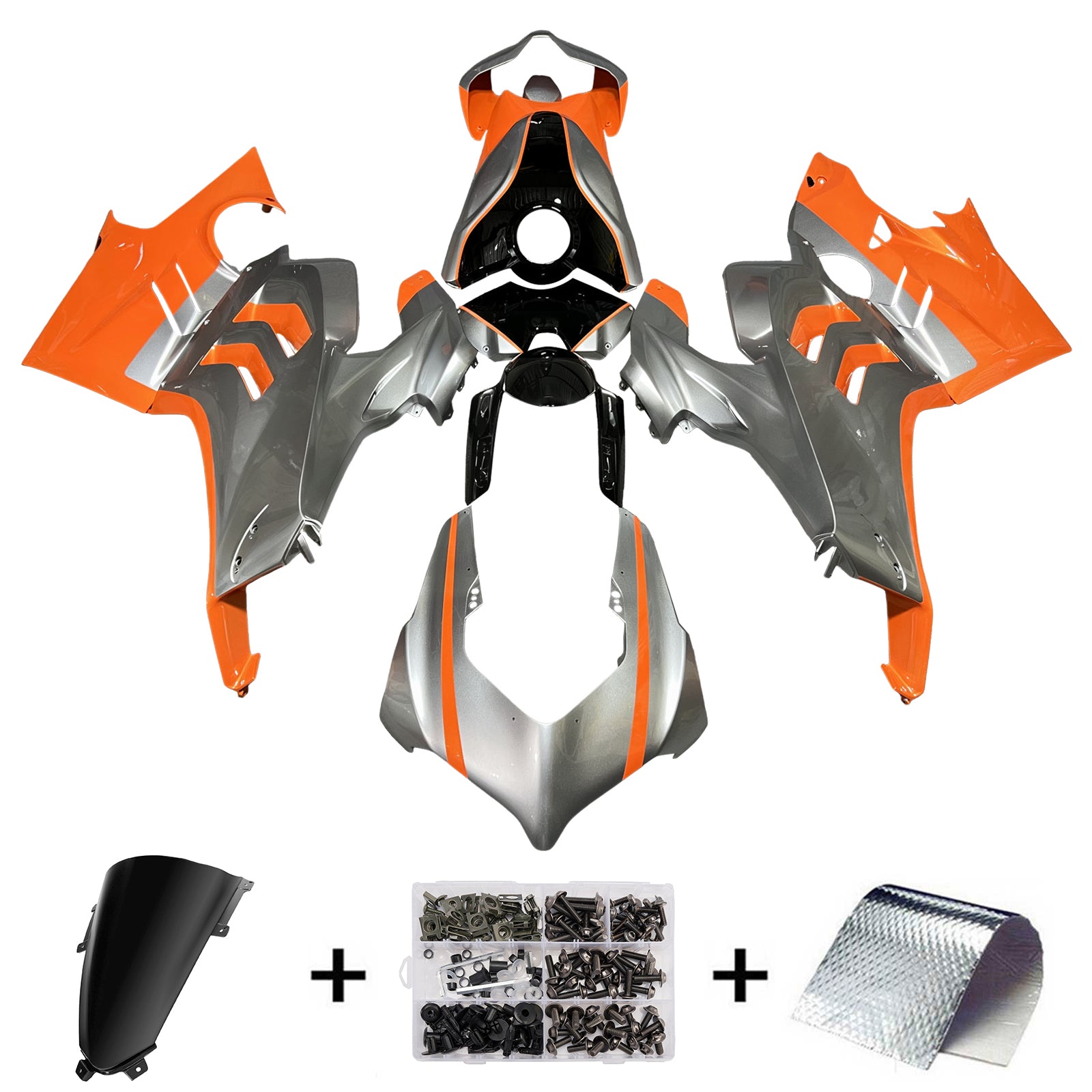 Amotopart 2022-2024 Ducati Panigale V4 V4S Black Orange Gray White Fairing Kit