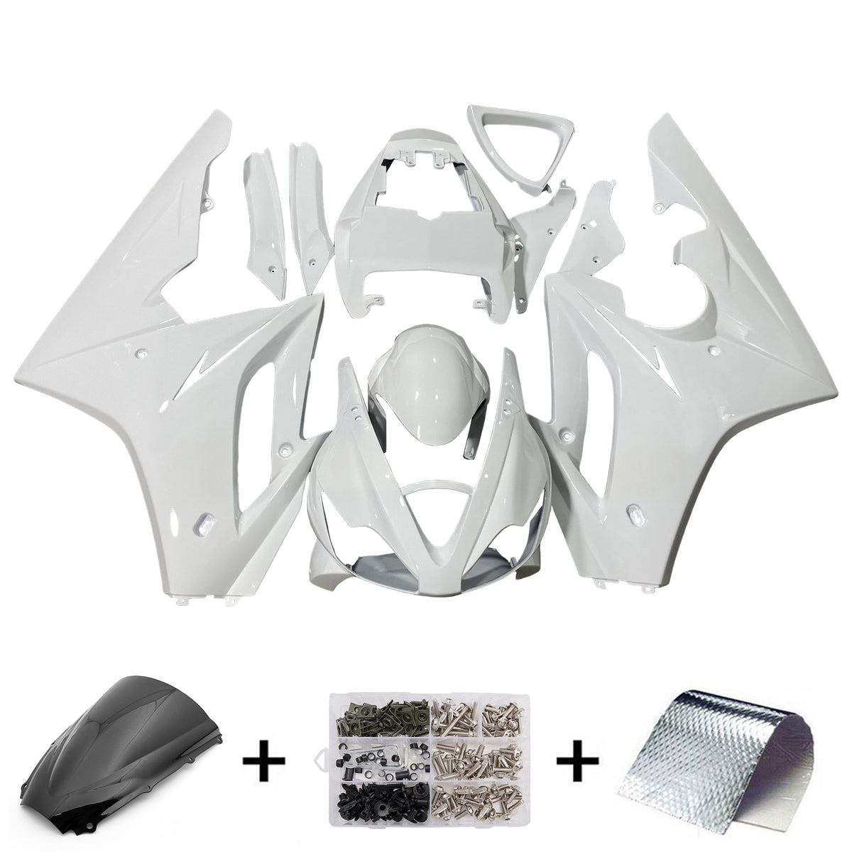 Amotopart 2006-2008 Triumph Daytona 675 White Fairing Kit