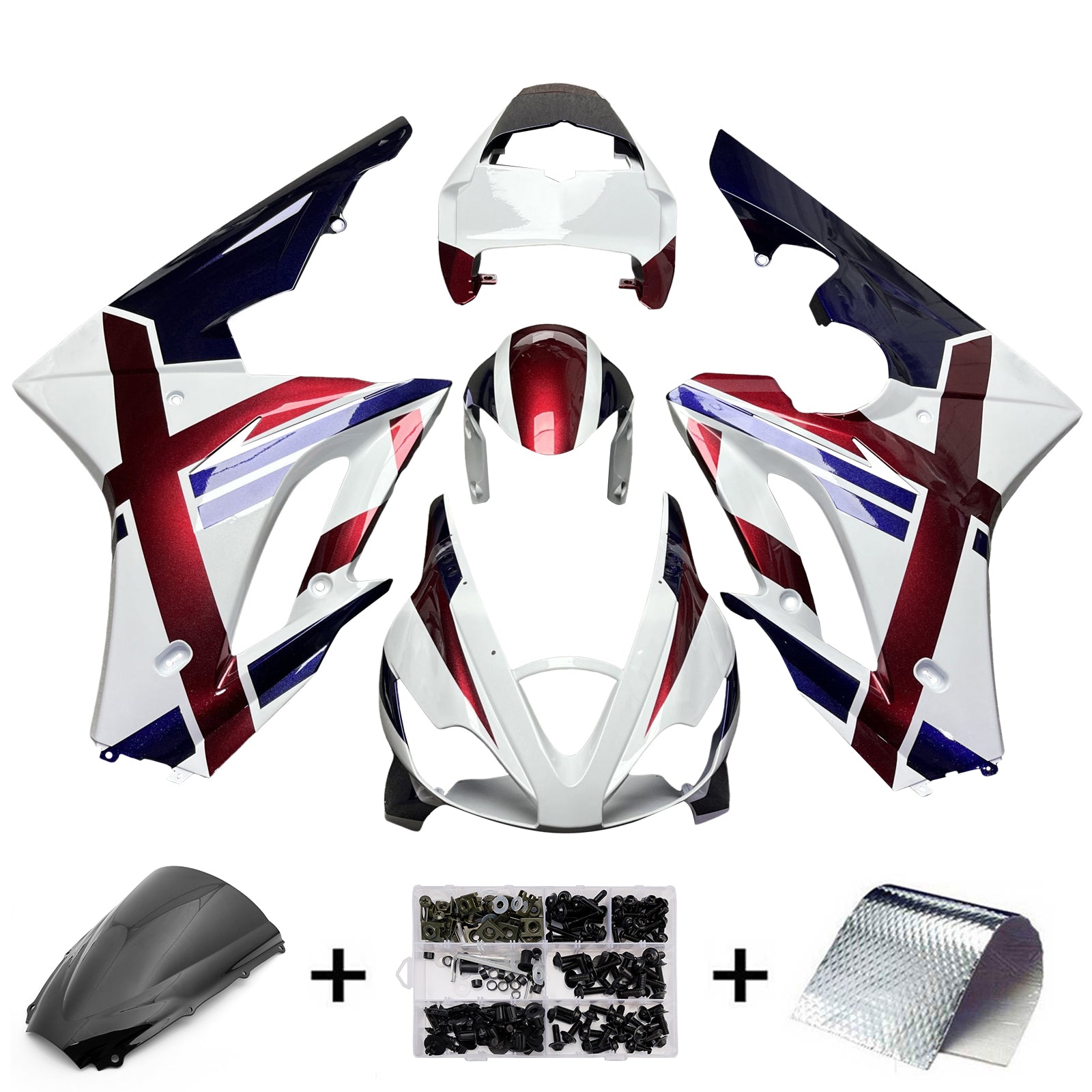 Amotopart 2006-2008 Triumph Daytona 675 White Red Blue Fairing Kit