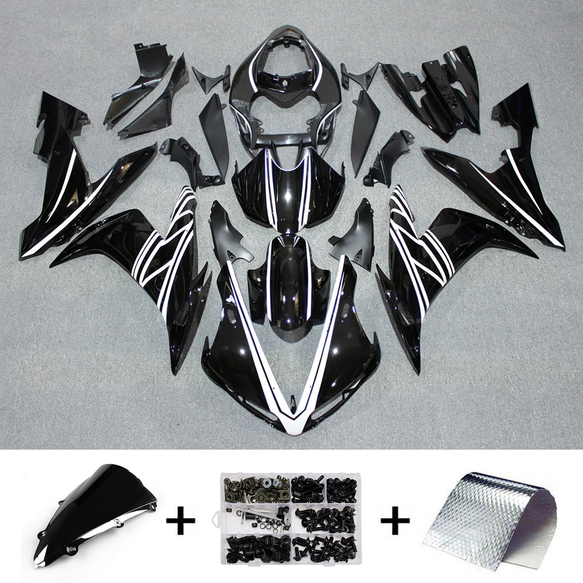 Amotopart 2004–2006 Yamaha YZF 1000 R1 Schwarz-weißes Verkleidungsset