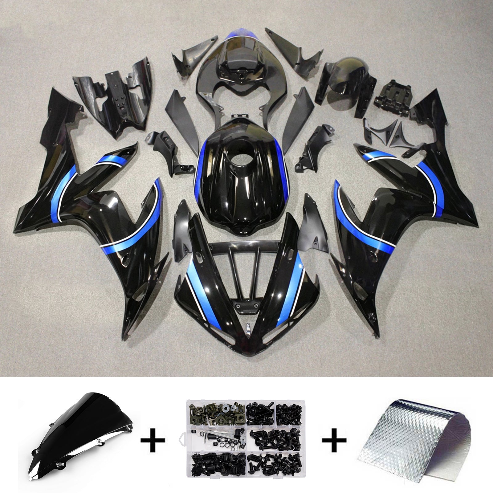 Amotopart 2004-2006 Yamaha YZF 1000 R1 Grå Sort Blå Fairing Kit