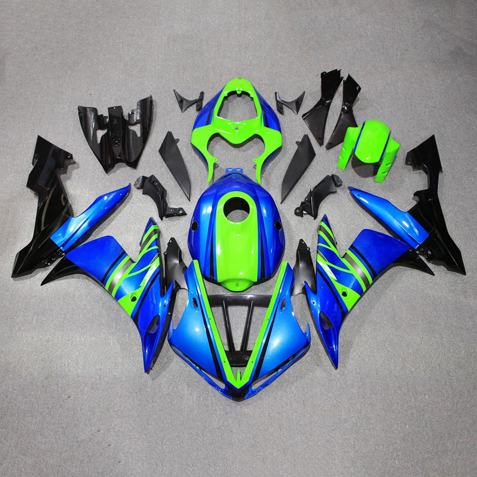Amotopart 2004-2006 Yamaha YZF 1000 R1 Grå Blå Grøn Sort Fairing Kit