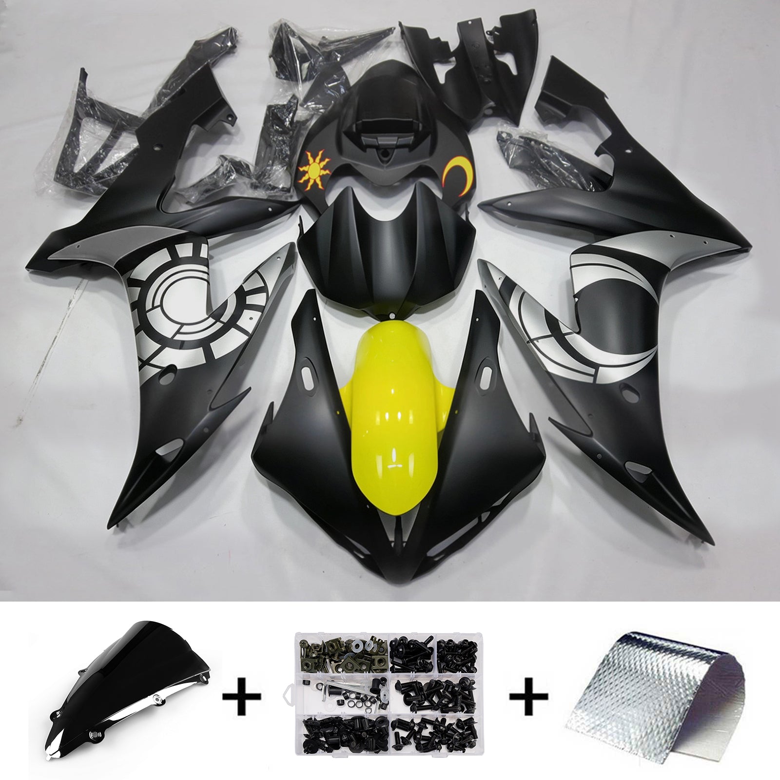 Amotopart 2004-2006 Yamaha YZF 1000 R1 Sort Grå Gul Fairing Kit