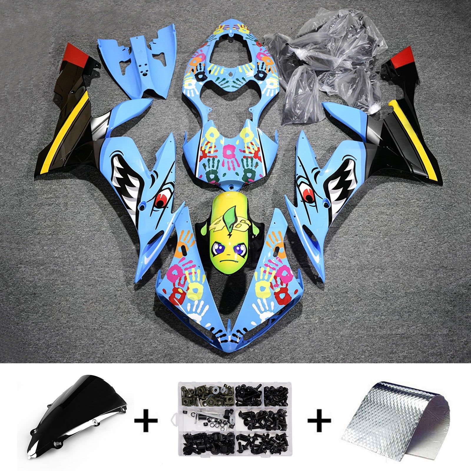 Amotopart 2004-2006 Yamaha YZF 1000 R1 Sort Gul Grå Blå Fairing Kit