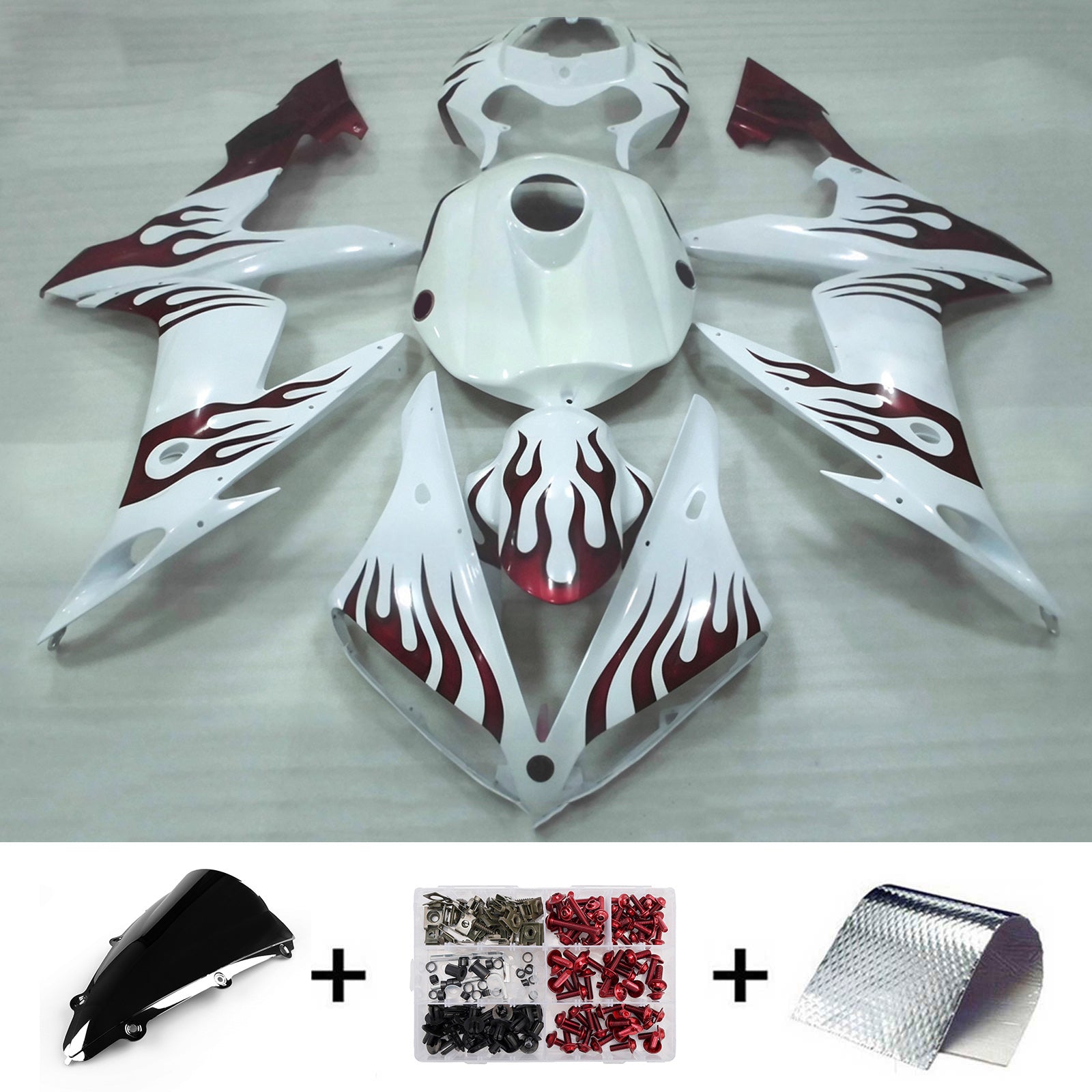 Amotopart 2004-2006 Yamaha YZF 1000 R1 White Red Gray Fairing Kit