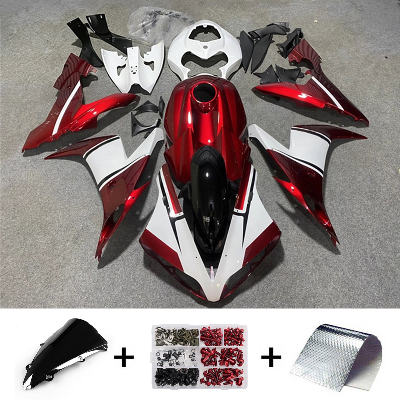 Amotopart 2004-2006 Yamaha YZF 1000 R1 Black Red Fairing Kit