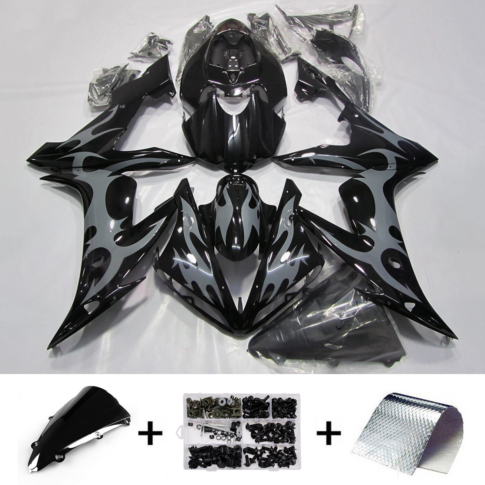 Amotopart 2004-2006 Yamaha YZF 1000 R1 Black Fairing Kit