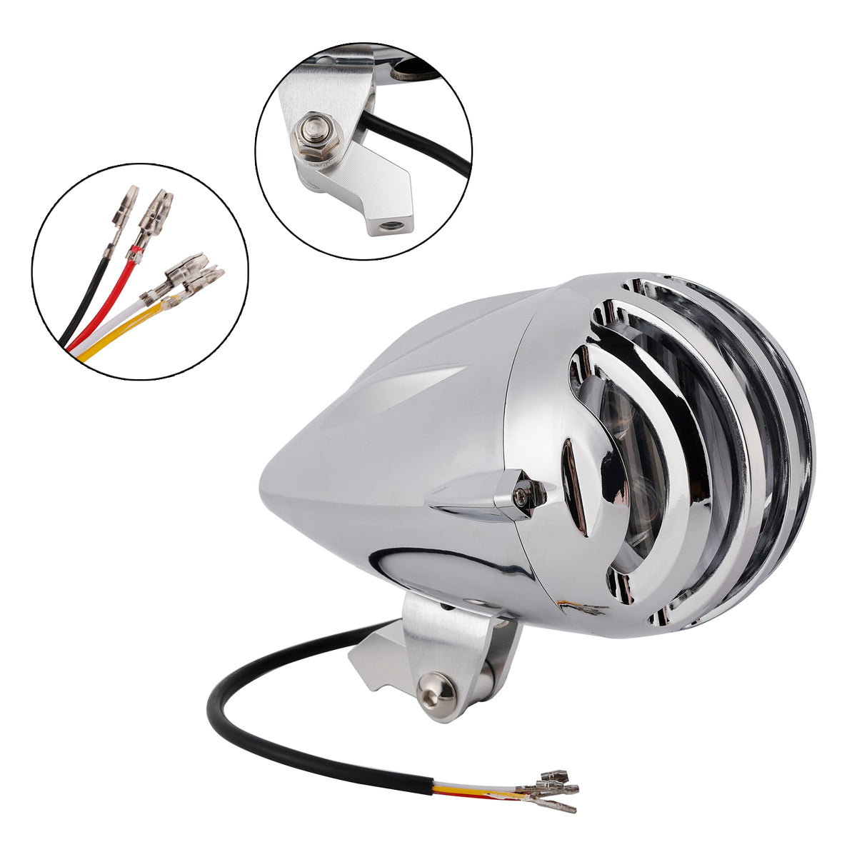 Racer Bobber High&Low Beam Headlight Beam Fog Lamp Custom 6000Lm