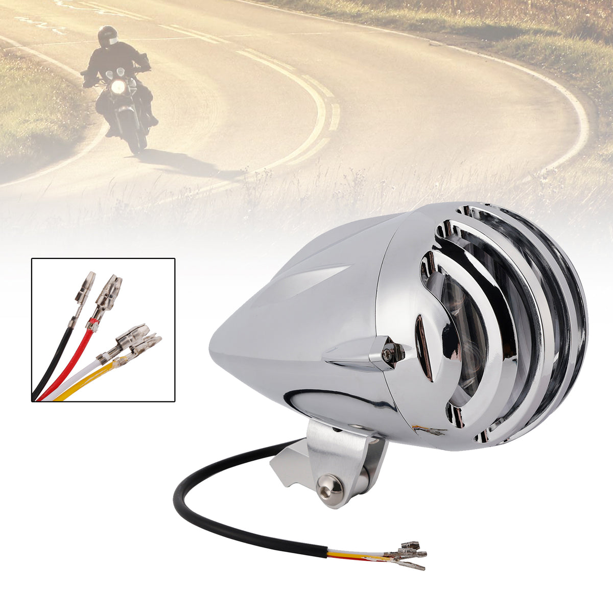 Racer Bobber High&Low Beam Headlight Beam Fog Lamp Custom 6000Lm
