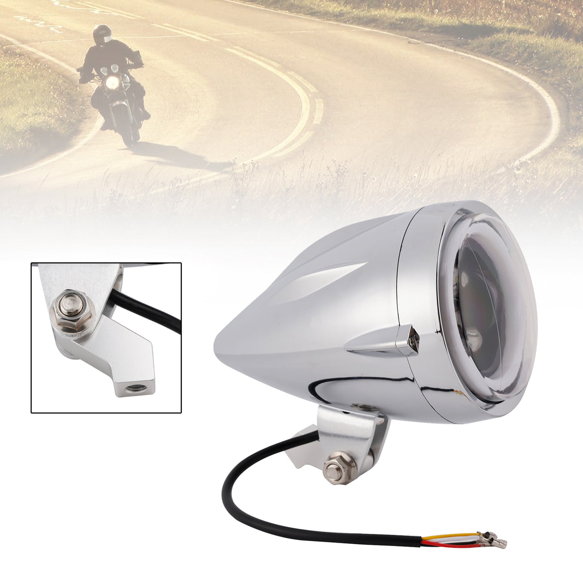 Racer Bobber High&Low Beam Headlight Beam Fog Lamp Custom 6000Lm