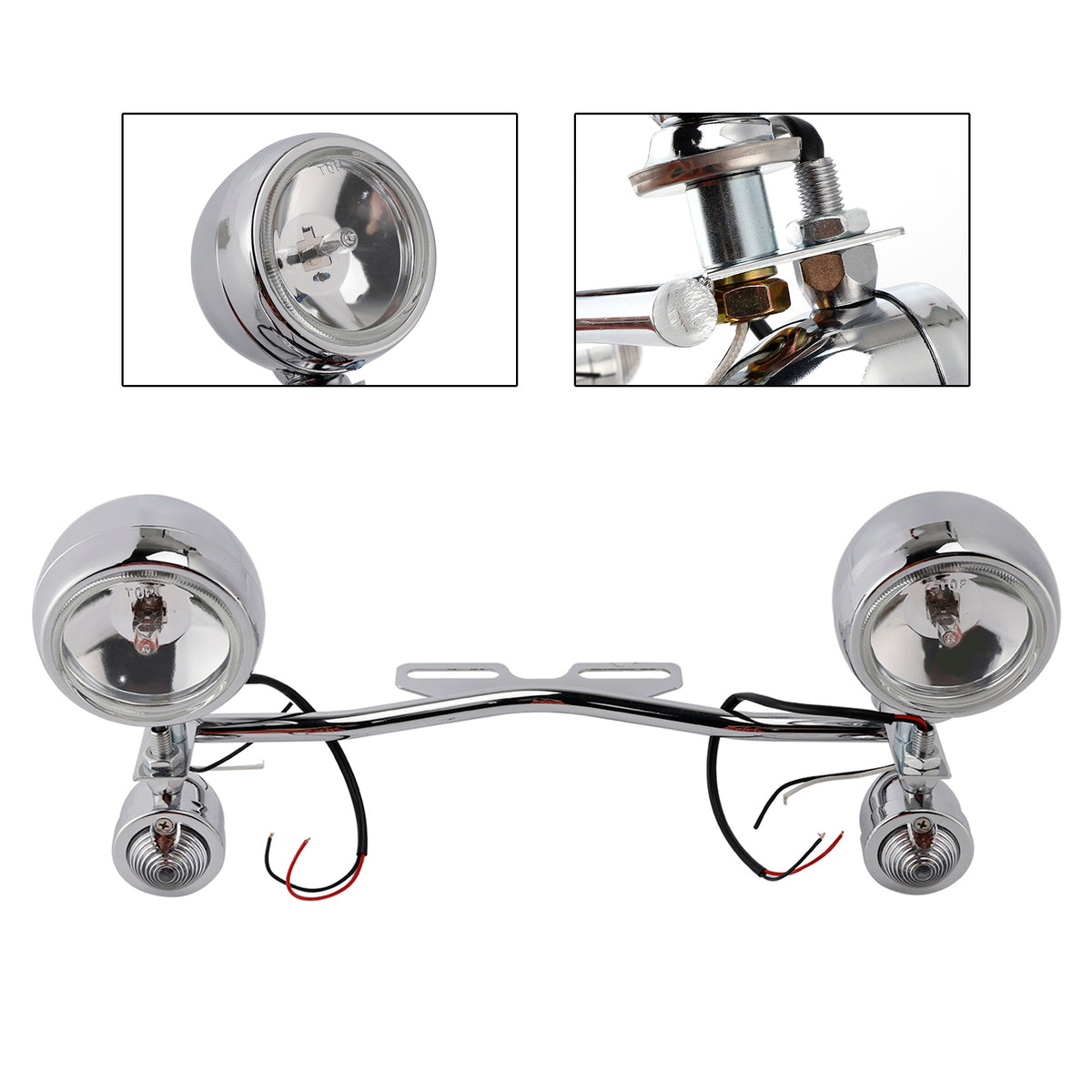 Racer Bobber Chopper motorfiets Beam mistlamp aangepast chroom met beugel