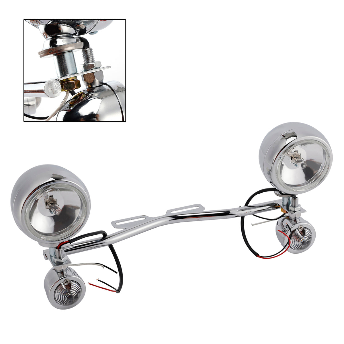 Racer Bobber Chopper motorfiets Beam mistlamp aangepast chroom met beugel