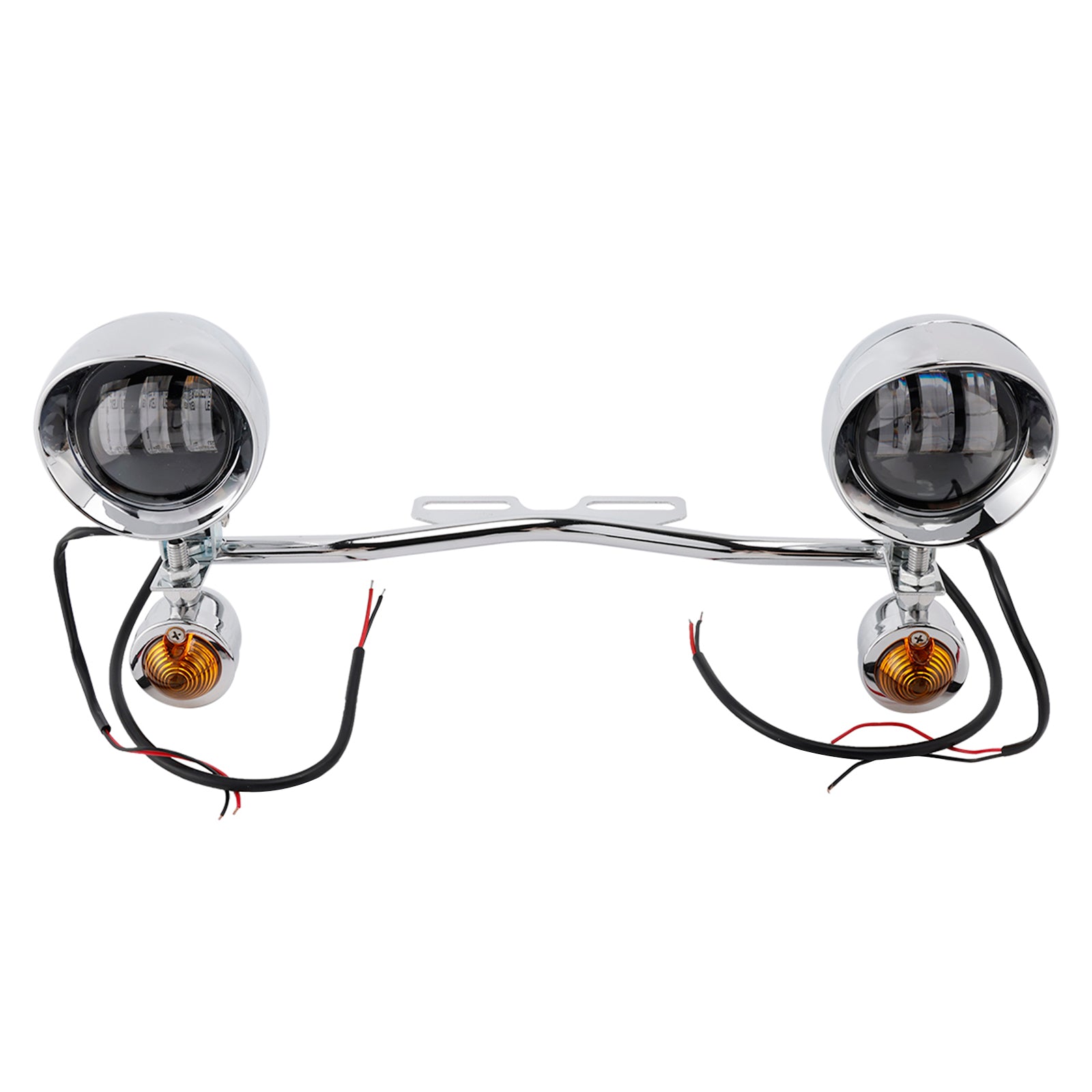 Racer Bobber Chopper Motorcycle Beam Fog Lamp Custom Chrome W/ Bracket Led