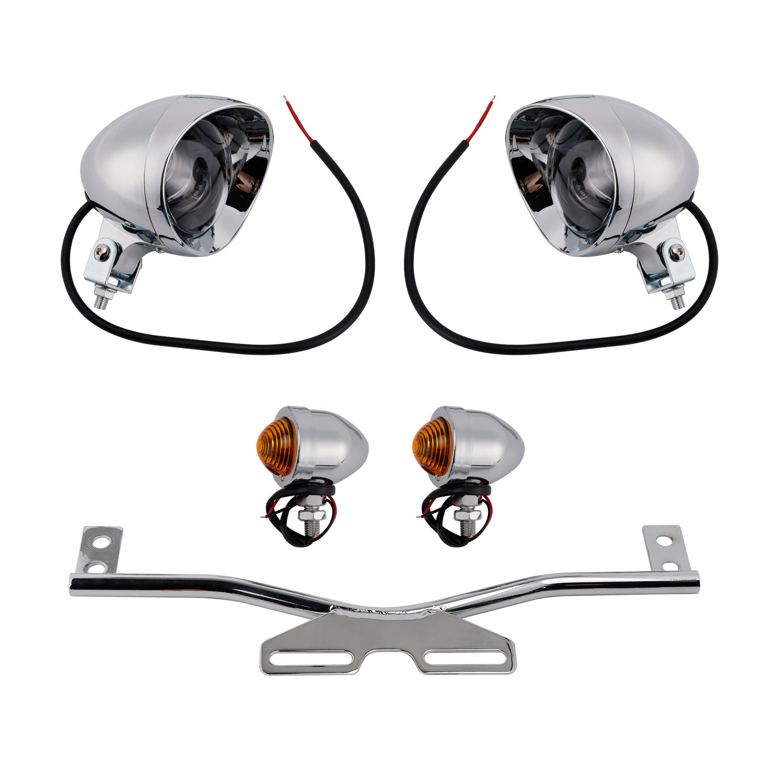 Racer Bobber Chopper Motorcycle Beam Fog Lamp Custom Chrome W/ Bracket Led