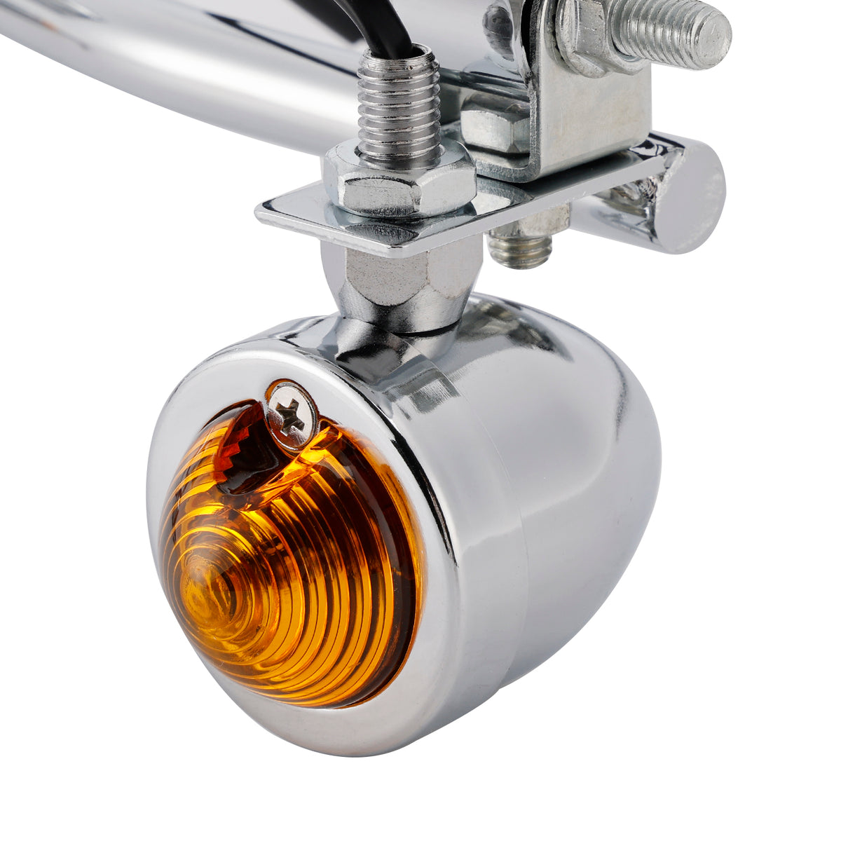 Racer Bobber Chopper Motorcycle Beam Fog Lamp Custom Chrome W/ Bracket Led