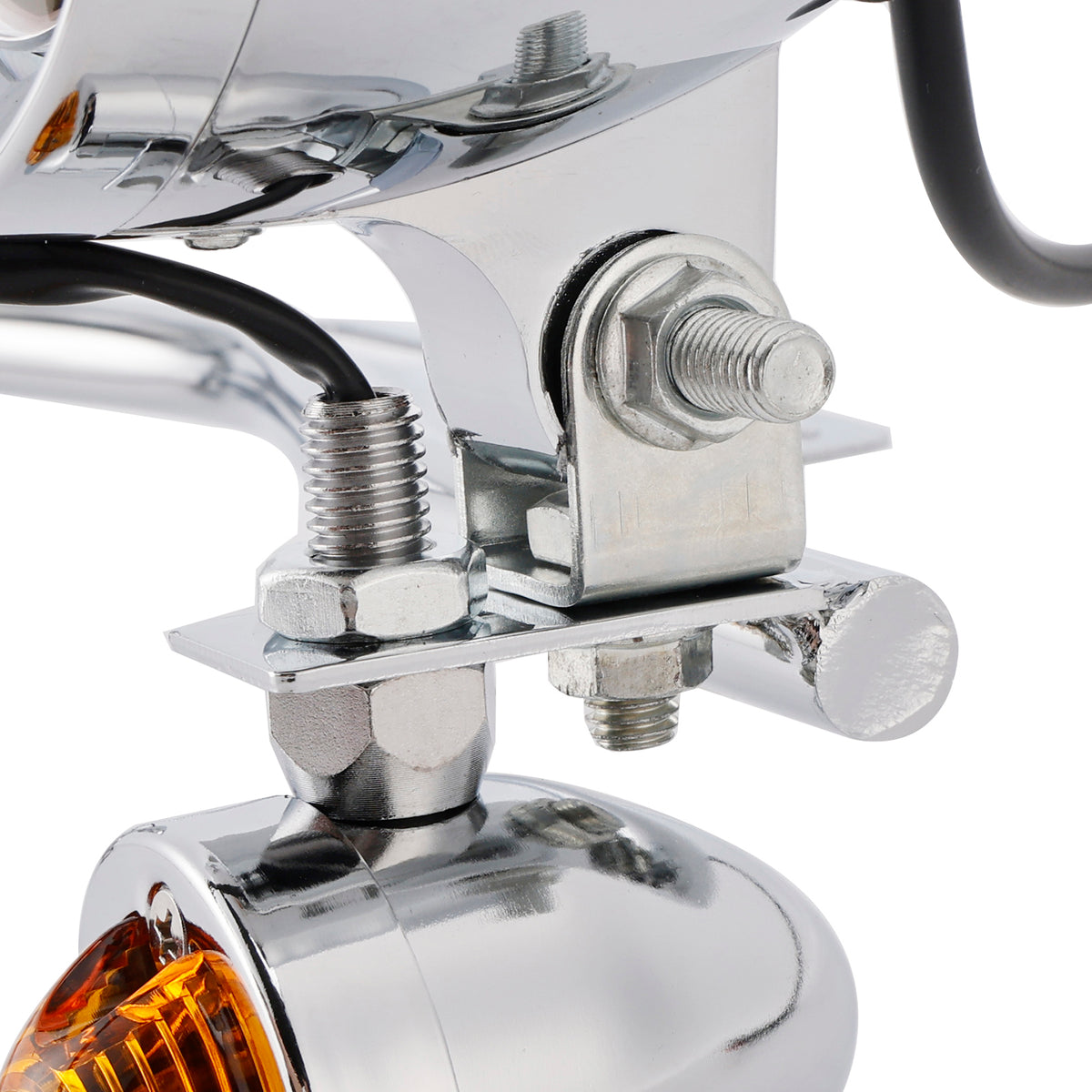 Racer Bobber Chopper Motorcycle Beam Fog Lamp Custom Chrome W/ Bracket Led