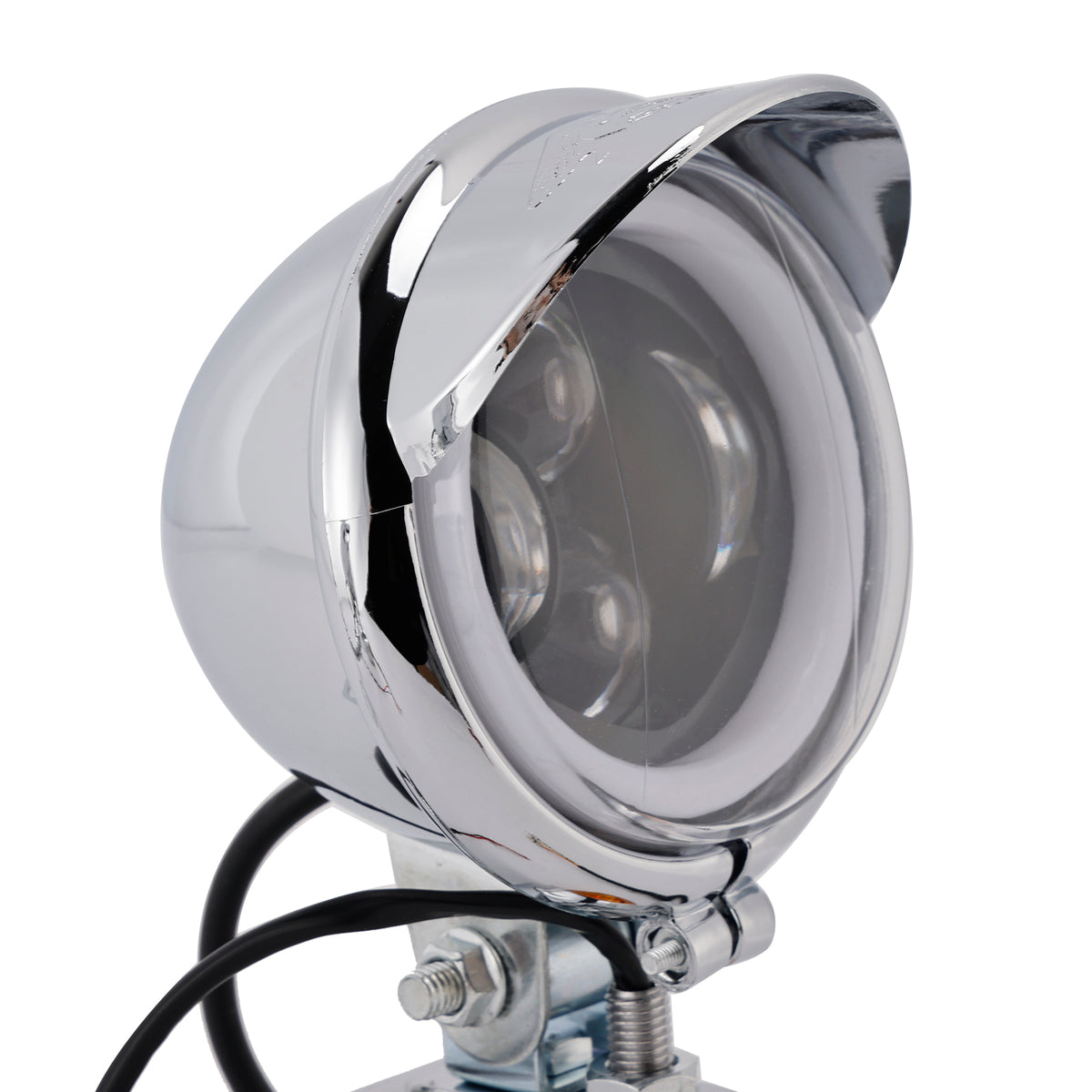 Racer Bobber Chopper Motorcycle Beam Fog Lamp Custom Chrome W/ Bracket