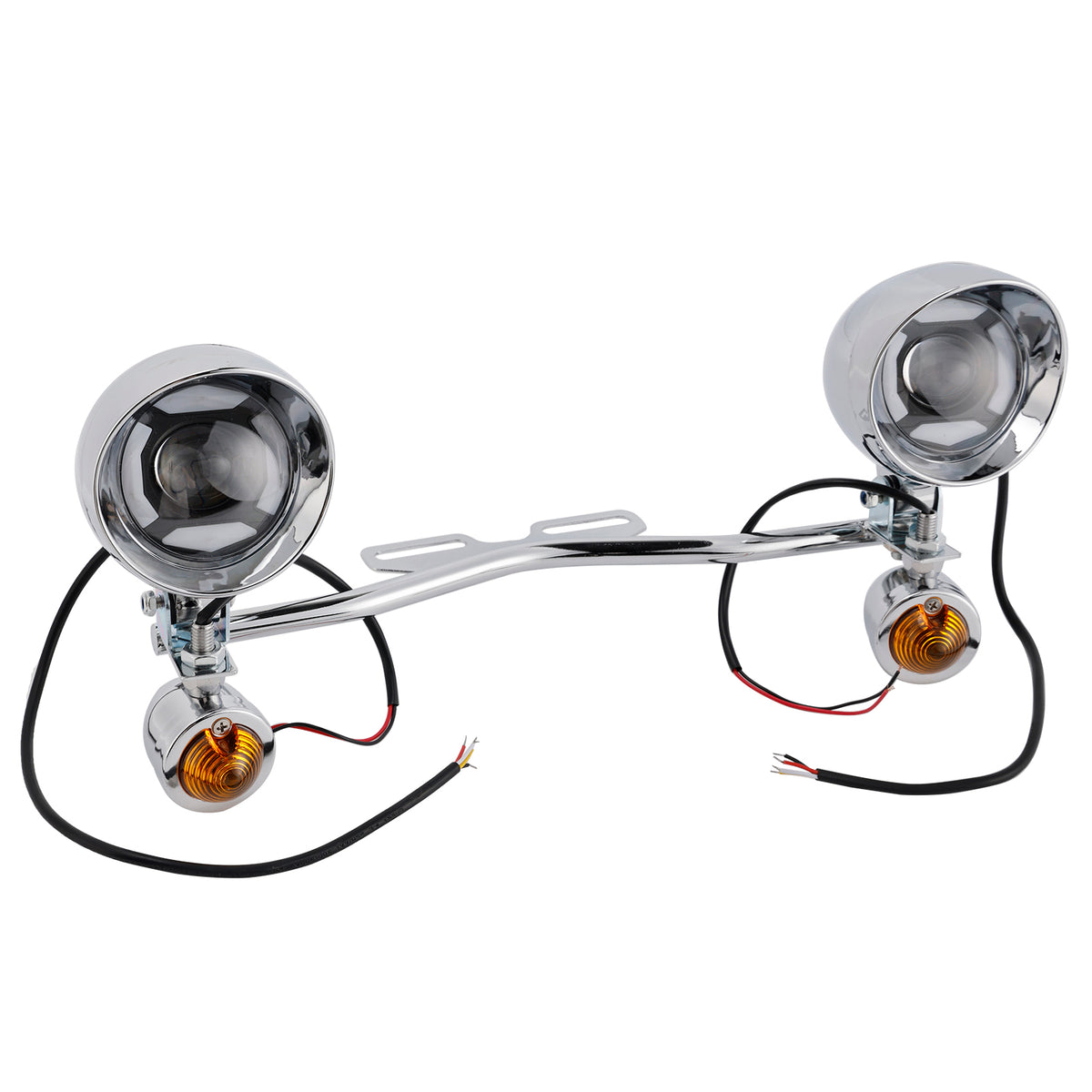 Racer Bobber Chopper Motorcycle Beam Fog Lamp Custom Chrome W/ Bracket