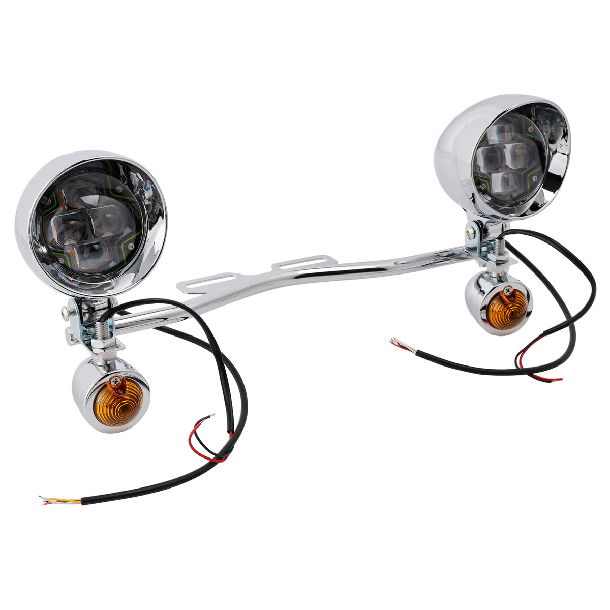 Racer Bobber Chopper Motorcycle Beam Fog Lamp Custom Chrome W/ Bracket