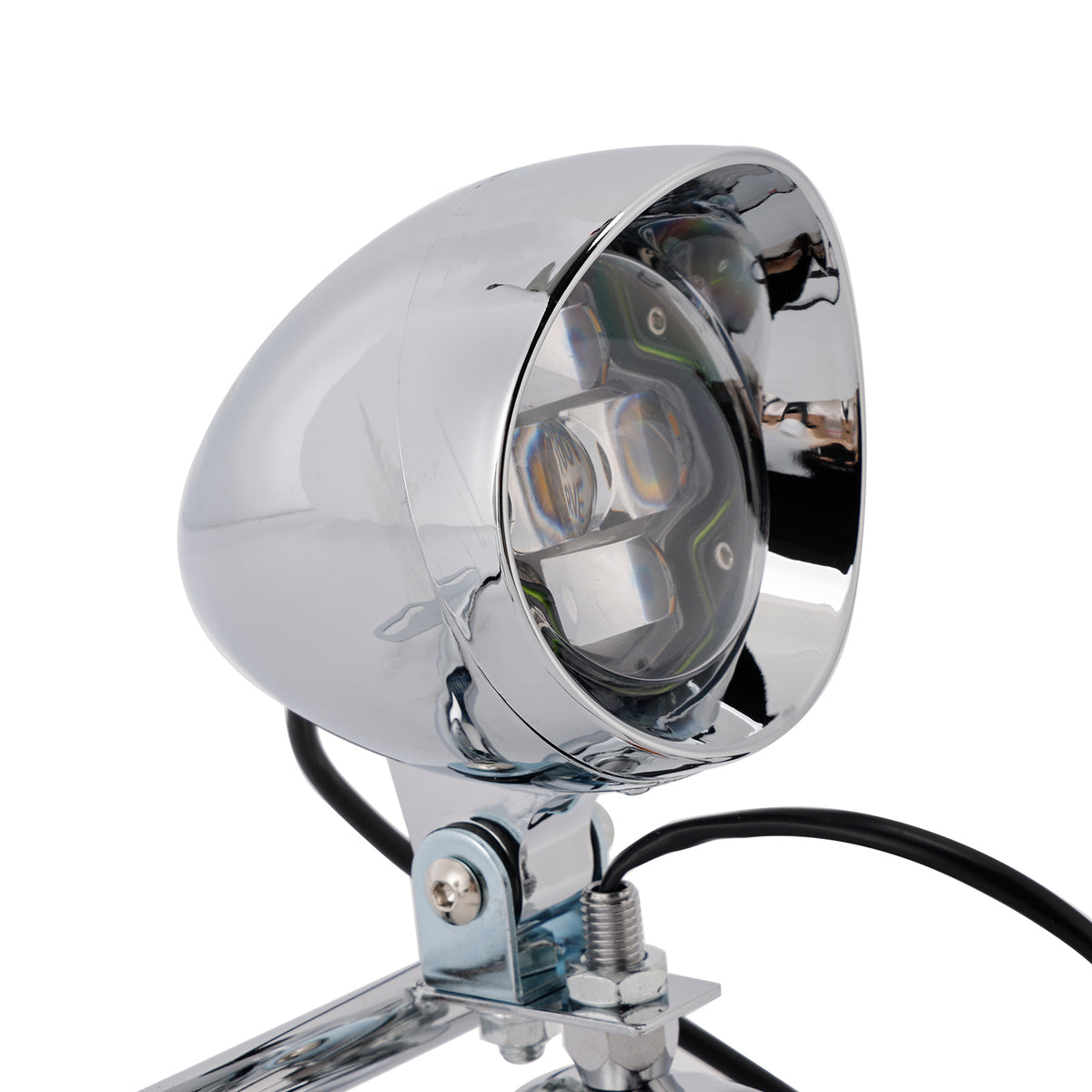 Racer Bobber Chopper Motorcycle Beam Fog Lamp Custom Chrome W/ Bracket