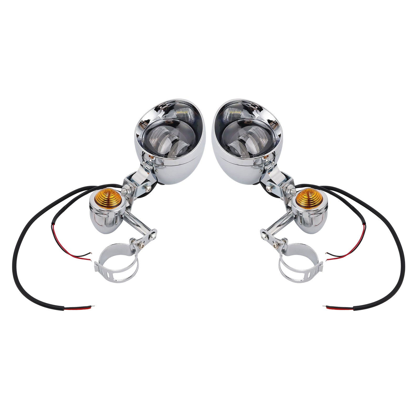 Racer Bobber Chopper Motorcycle Beam Fog Lamp Custom Chrome W/ Bracket
