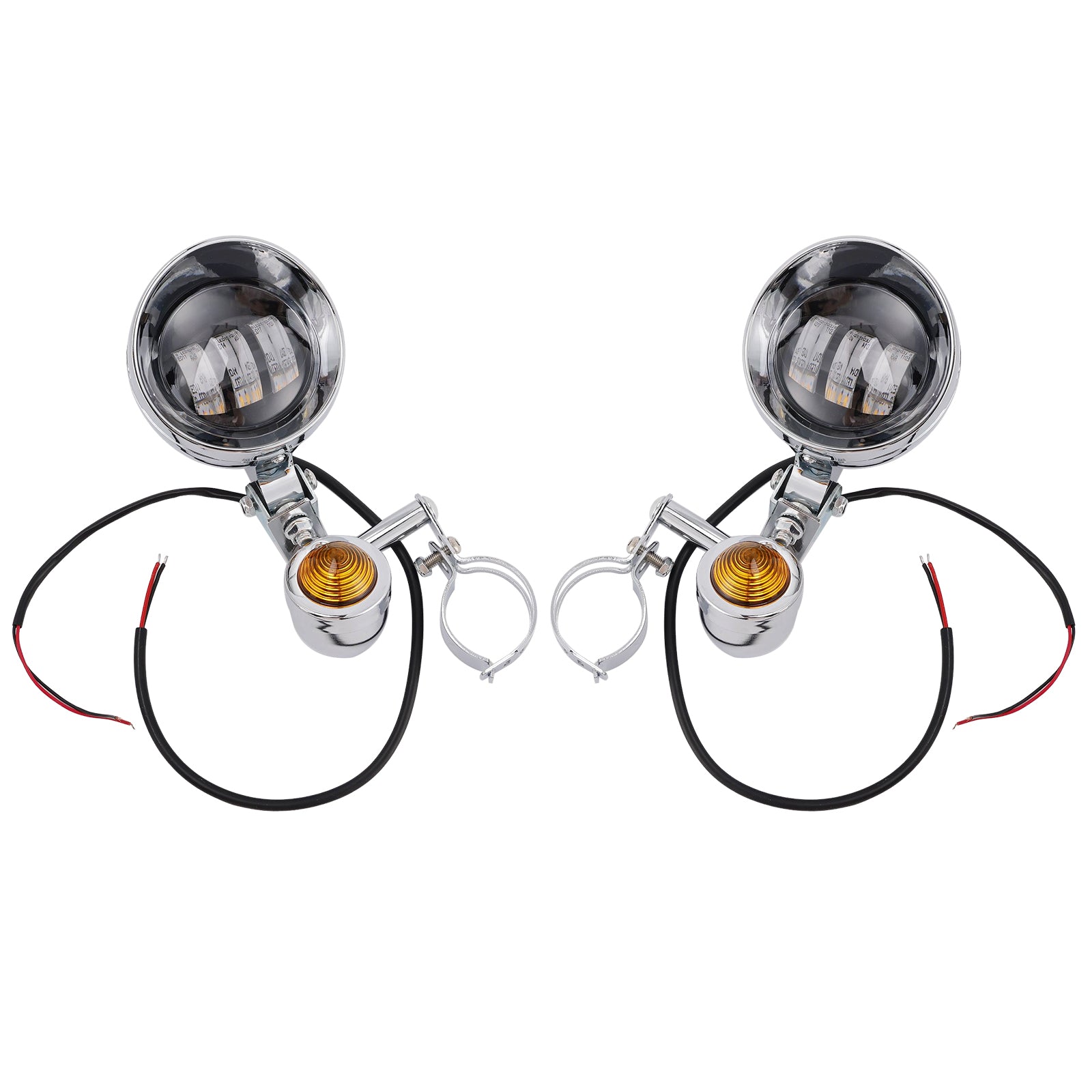 Racer Bobber Chopper Motorcycle Beam Fog Lamp Custom Chrome W/ Bracket