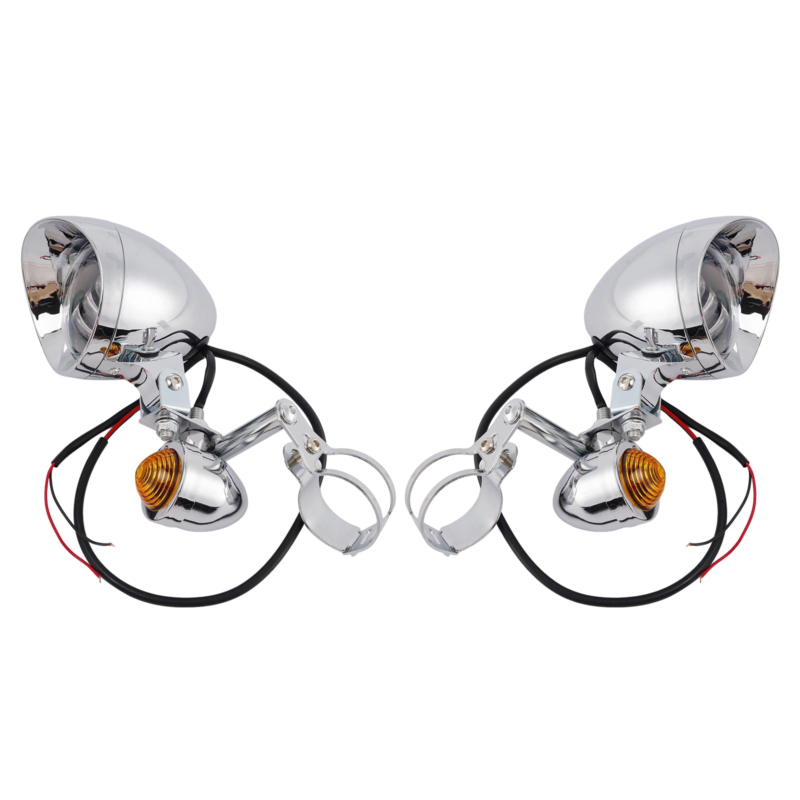 Racer Bobber Chopper Motorcycle Beam Fog Lamp Custom Chrome W/ Bracket