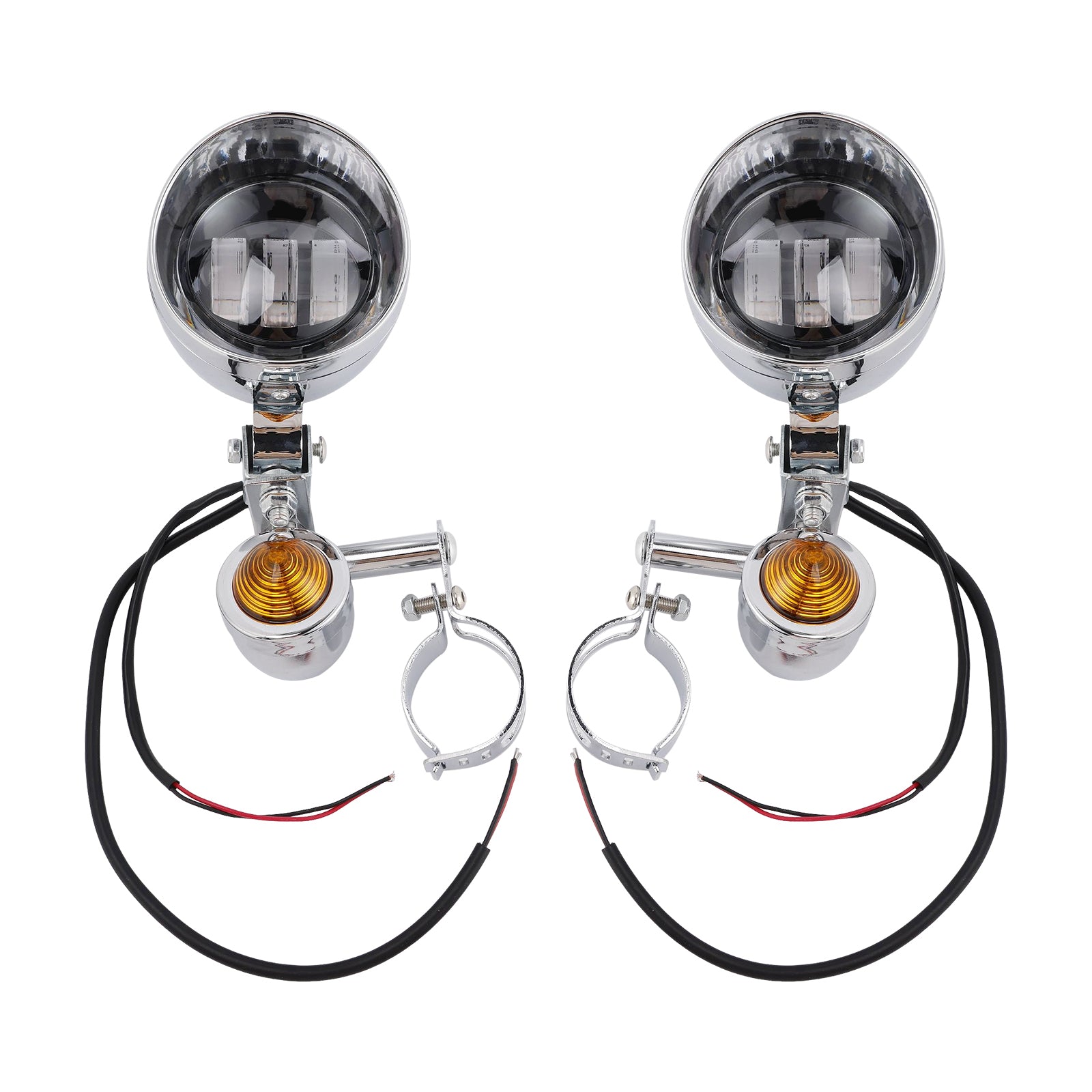 Racer Bobber Chopper Motorcycle Beam Fog Lamp Custom Chrome W/ Bracket