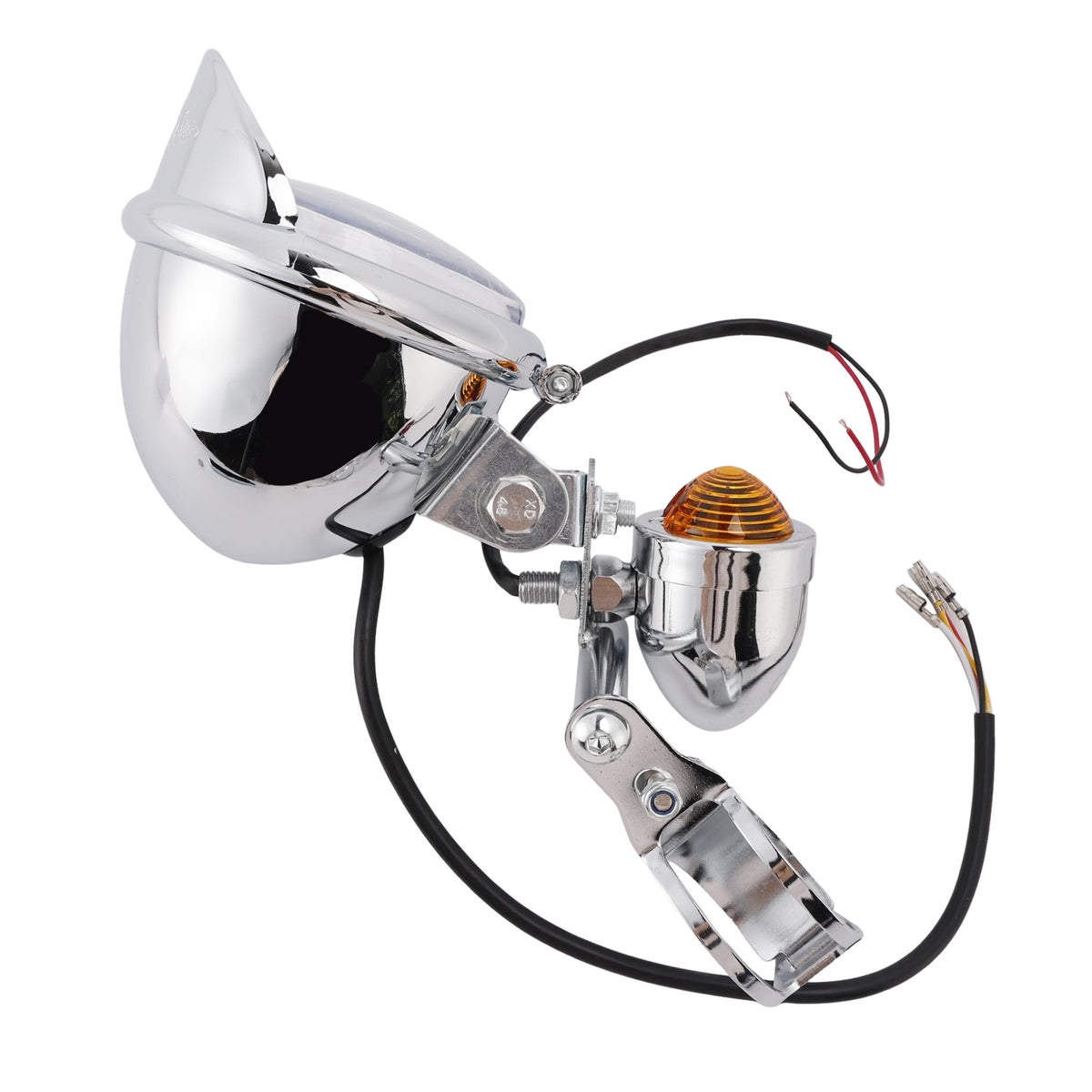 Racer Bobber Chopper Farol de neblina para motocicleta com feixe personalizado cromado com suporte