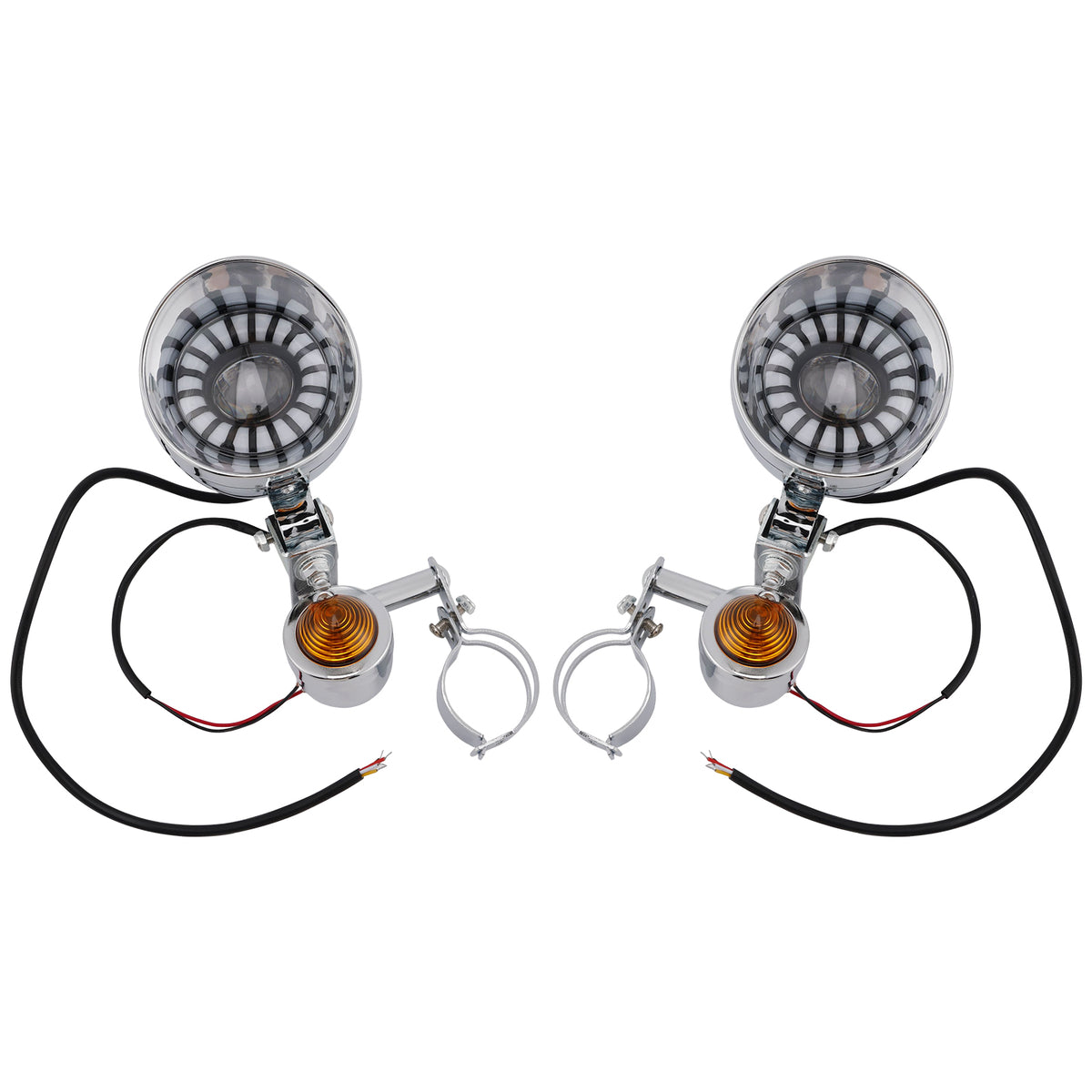 Racer Bobber Chopper Motorcycle Beam Fog Lamp Custom Chrome W/ Bracket